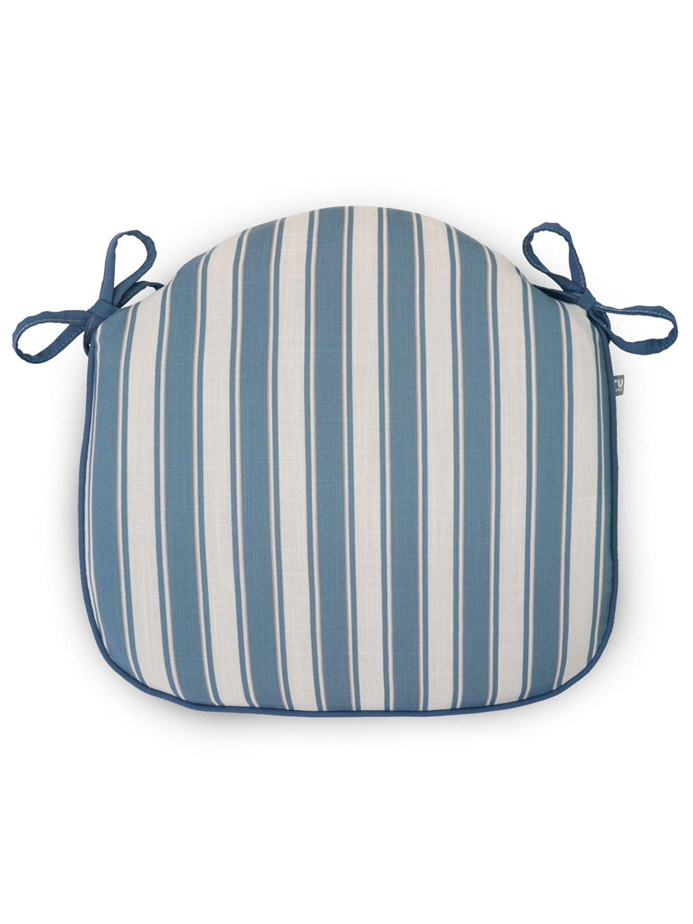Image 5 of 6 of rucomfy Single Seat Foam Filled Chair Seatpad - 2 Pack- Striped Seafoam Blue