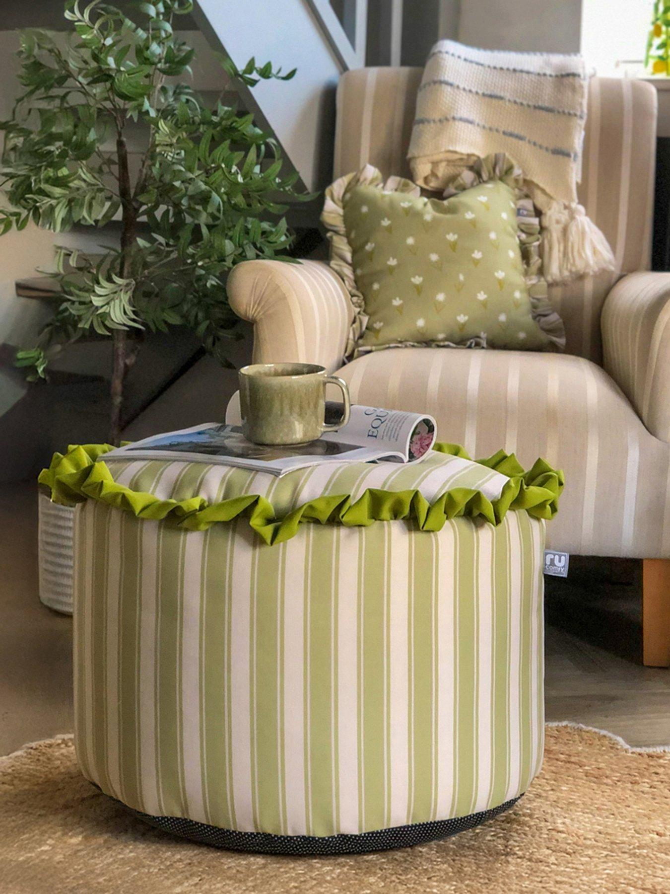 undefined Frilled Striped Pouffe Beanbag