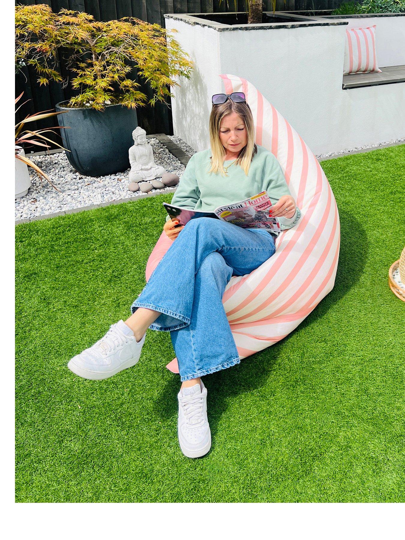 rucomfy Indoor/Outdoor Striped Giant Squarbie Adult Beanbag