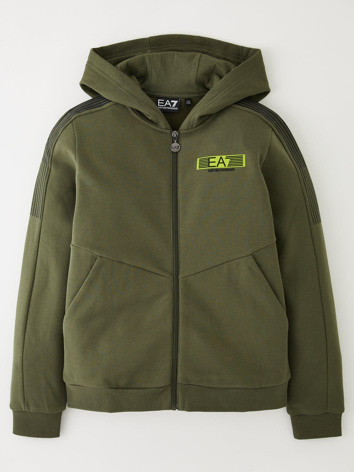 EA7 Emporio Armani Boys Train 7 Lines Hoodie - Khaki