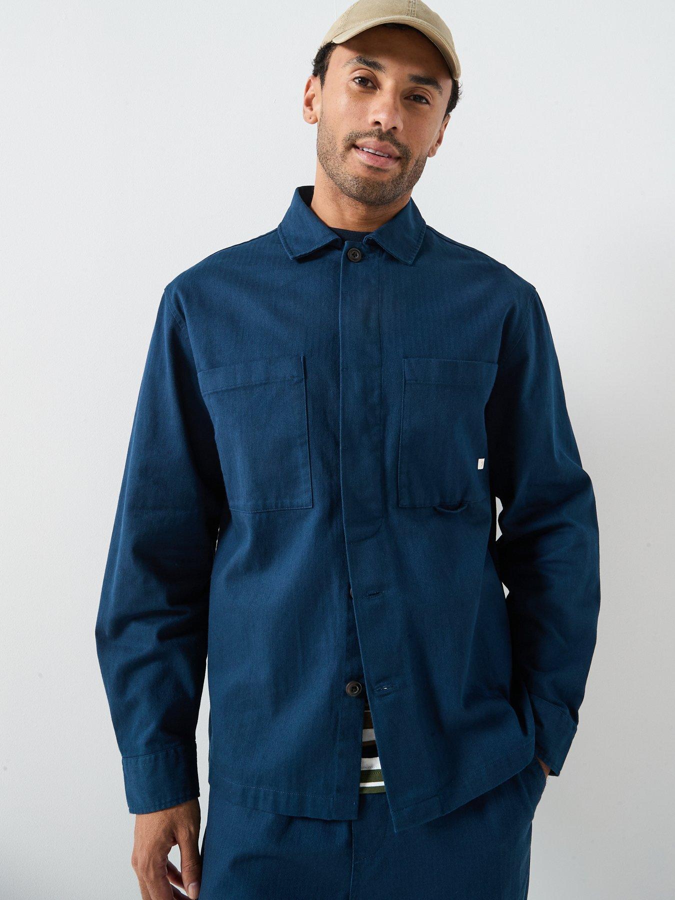 Farah F Tab Marshall Boxy Fit Overshirt - Navy