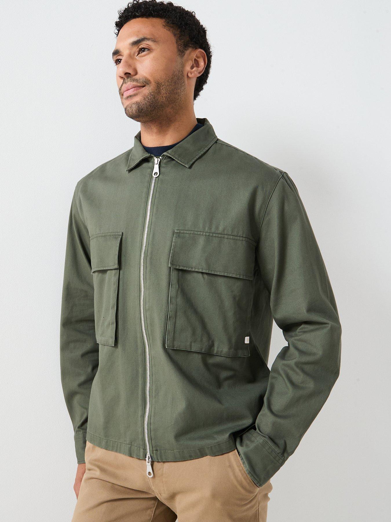 Farah F Tab Murphy Boxy Fit Zipped Shacket - Brown