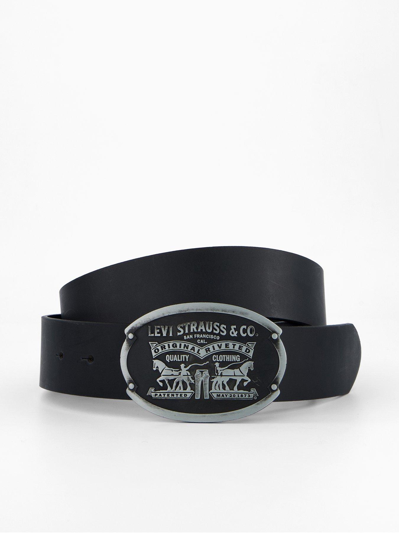 Levi's Billy Plaque Regular Leather Belt - Black