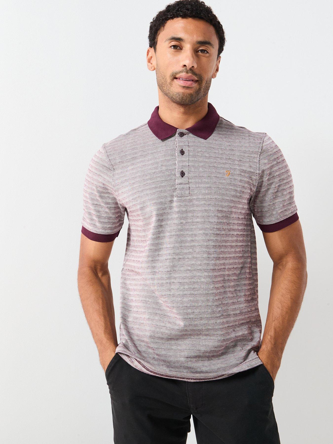 Farah Cotham Contrast Collar Polo Shirt - Burgundy