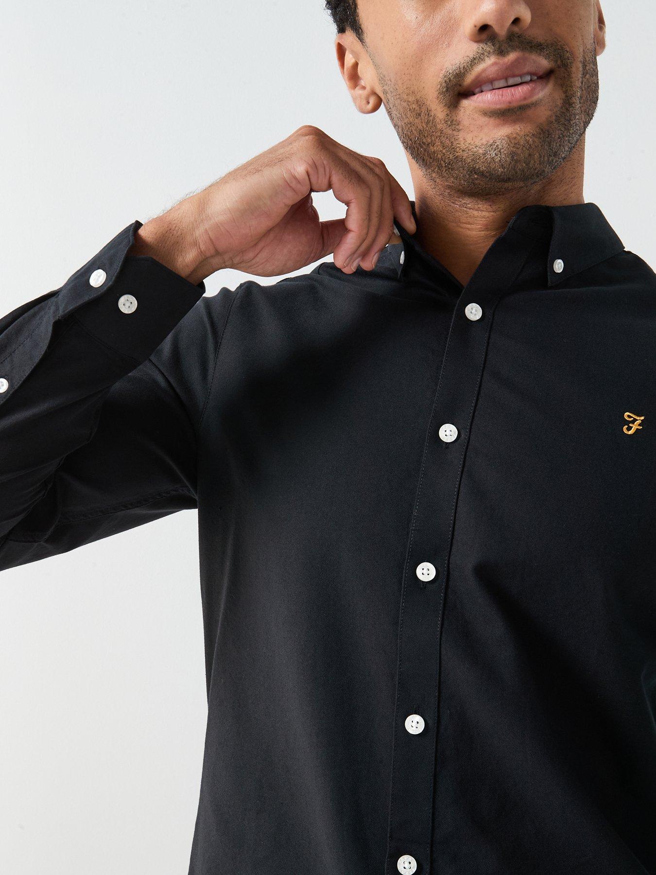 farah-brewer-oxford-slim-fit-shirt-blackdetail