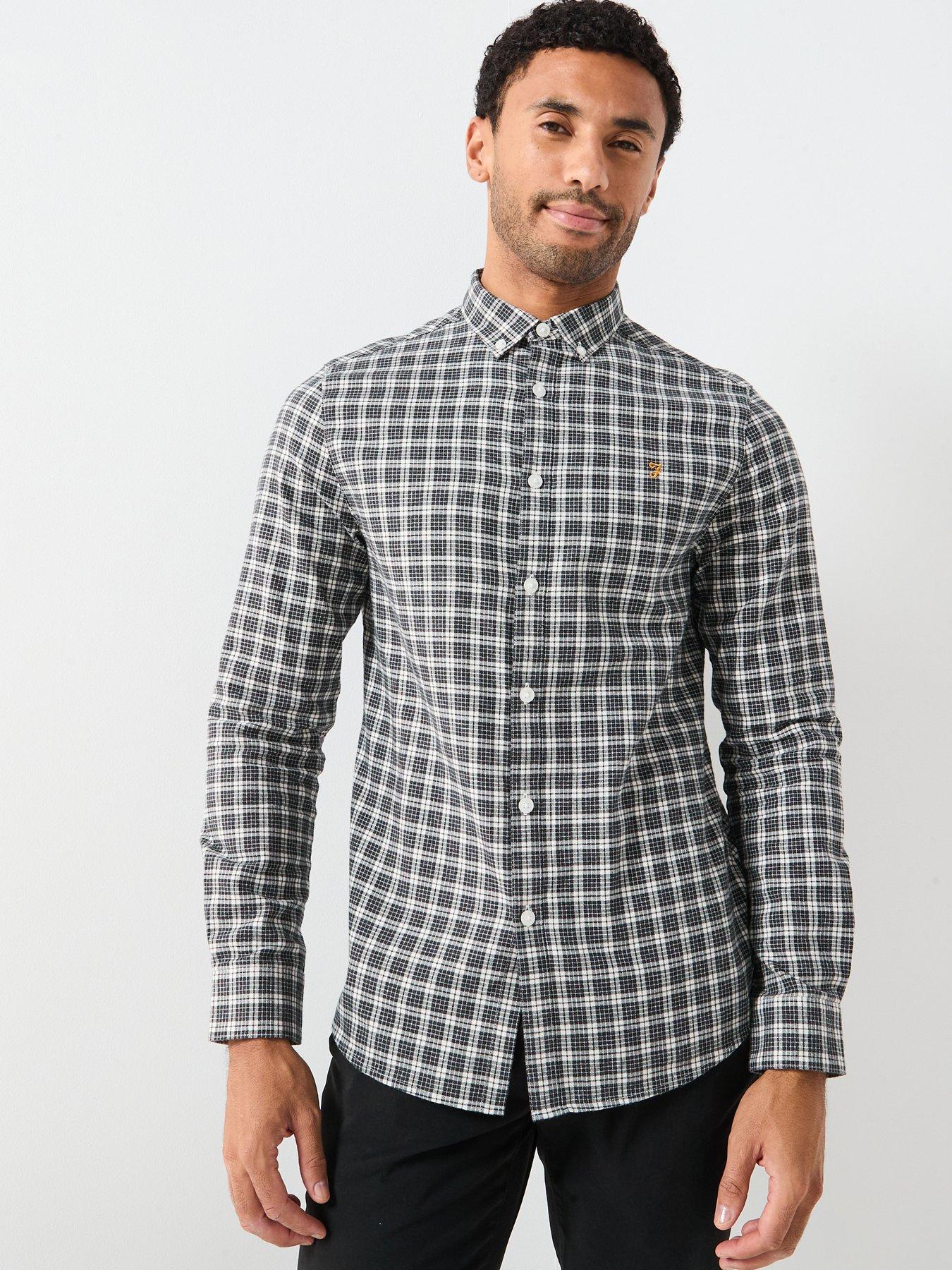 Farah Milners Checked Slim Fit Shirt - Dark Grey