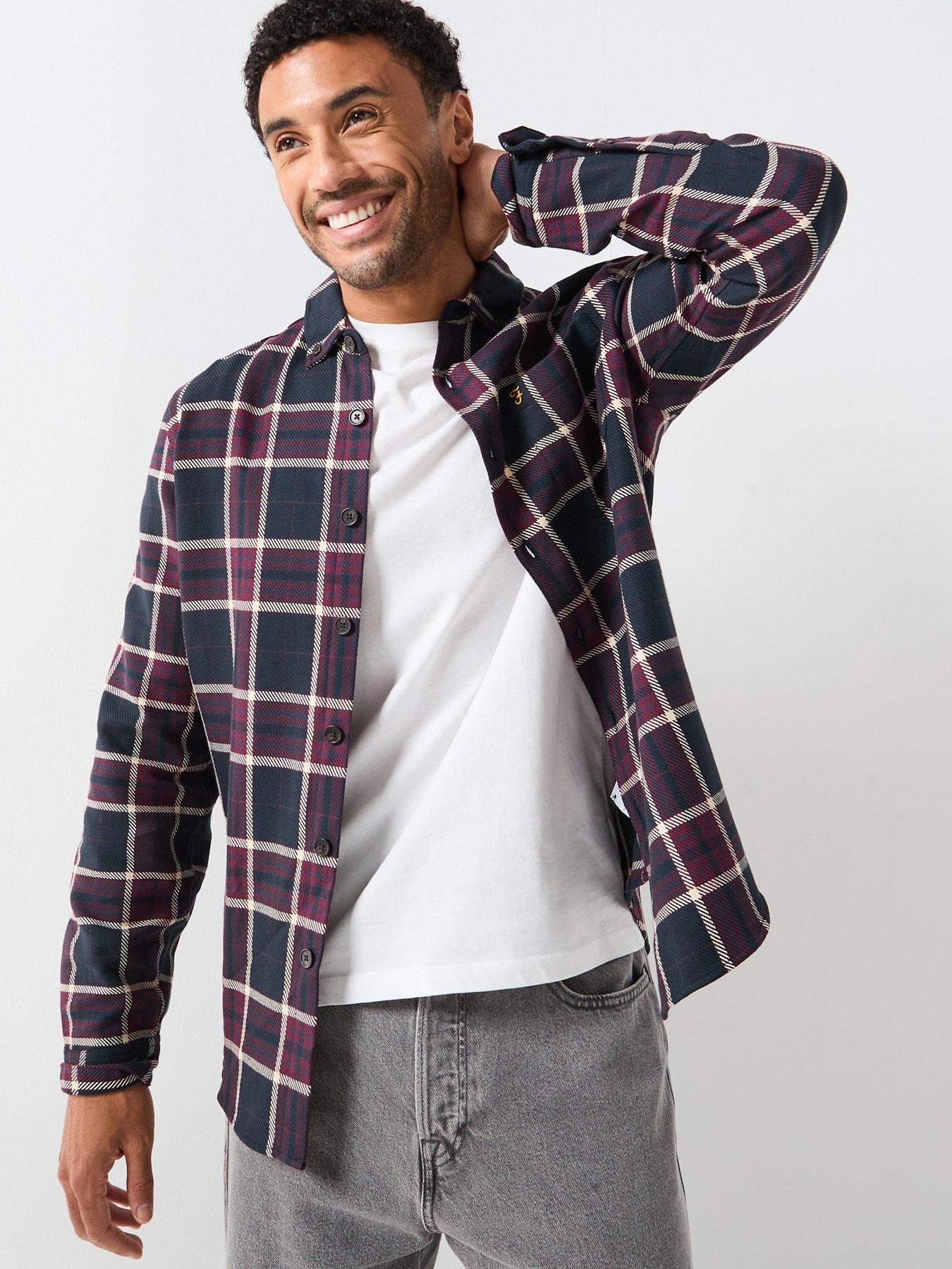 farah-christian-check-relaxed-fit-shirt-brown