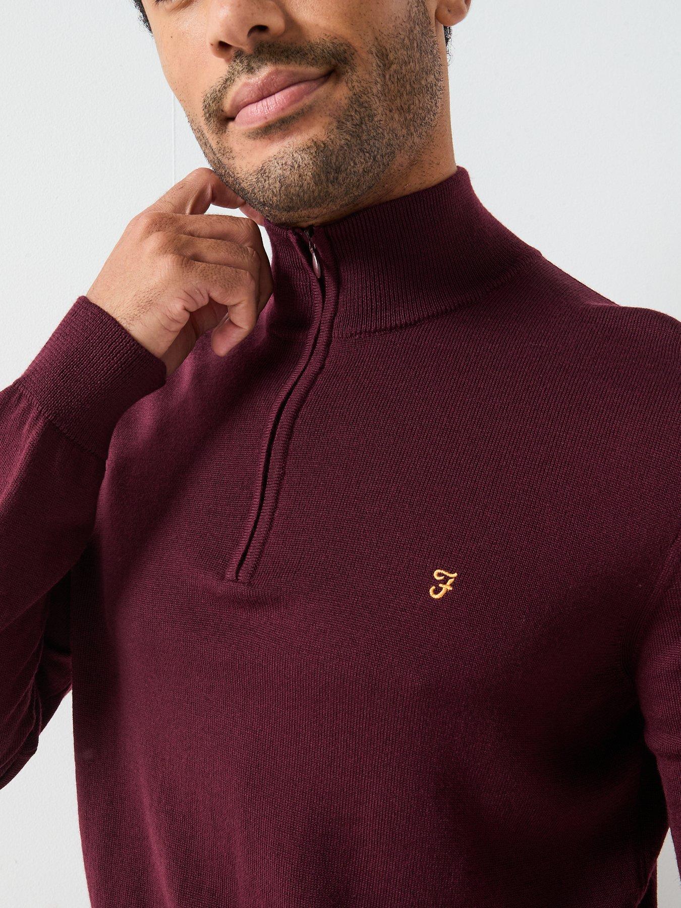 farah-redchurch-14-zip-merino-wool-knitted-jumper-burgundyoutfit