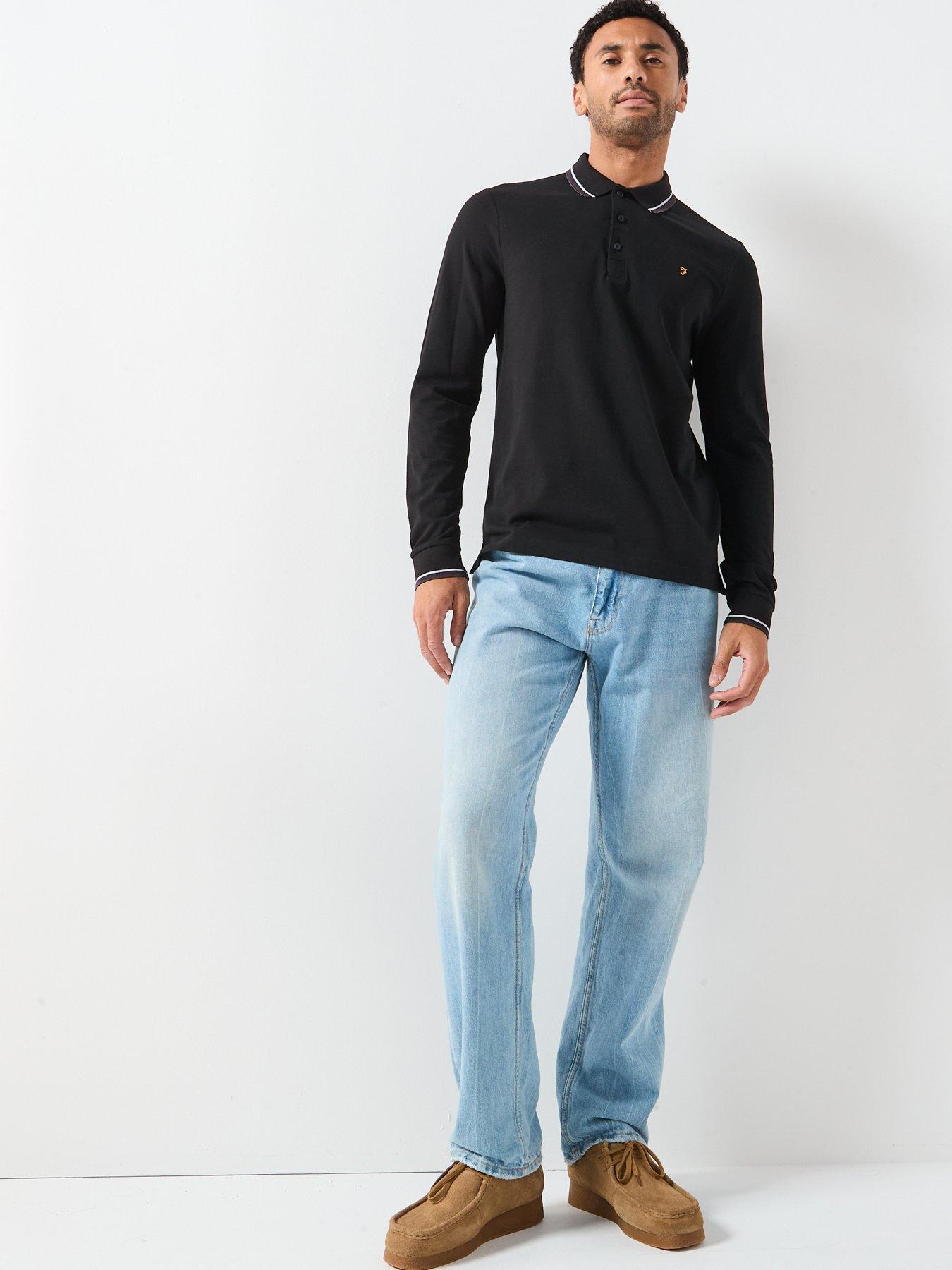 farah-elton-tipped-long-sleeve-polo-shirt-blackback