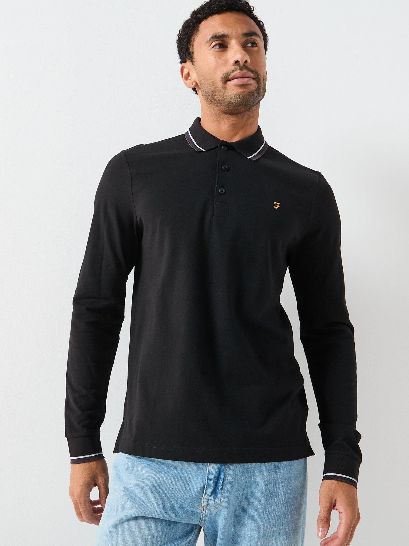 farah-elton-tipped-long-sleeve-polo-shirt-blackdetail