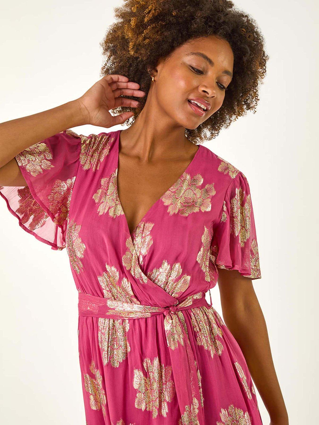 roman-jacquard-midi-wrap-dress-pinkoutfit