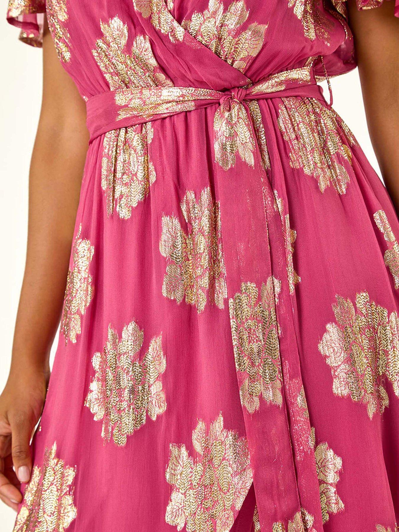 roman-jacquard-midi-wrap-dress-pinkdetail