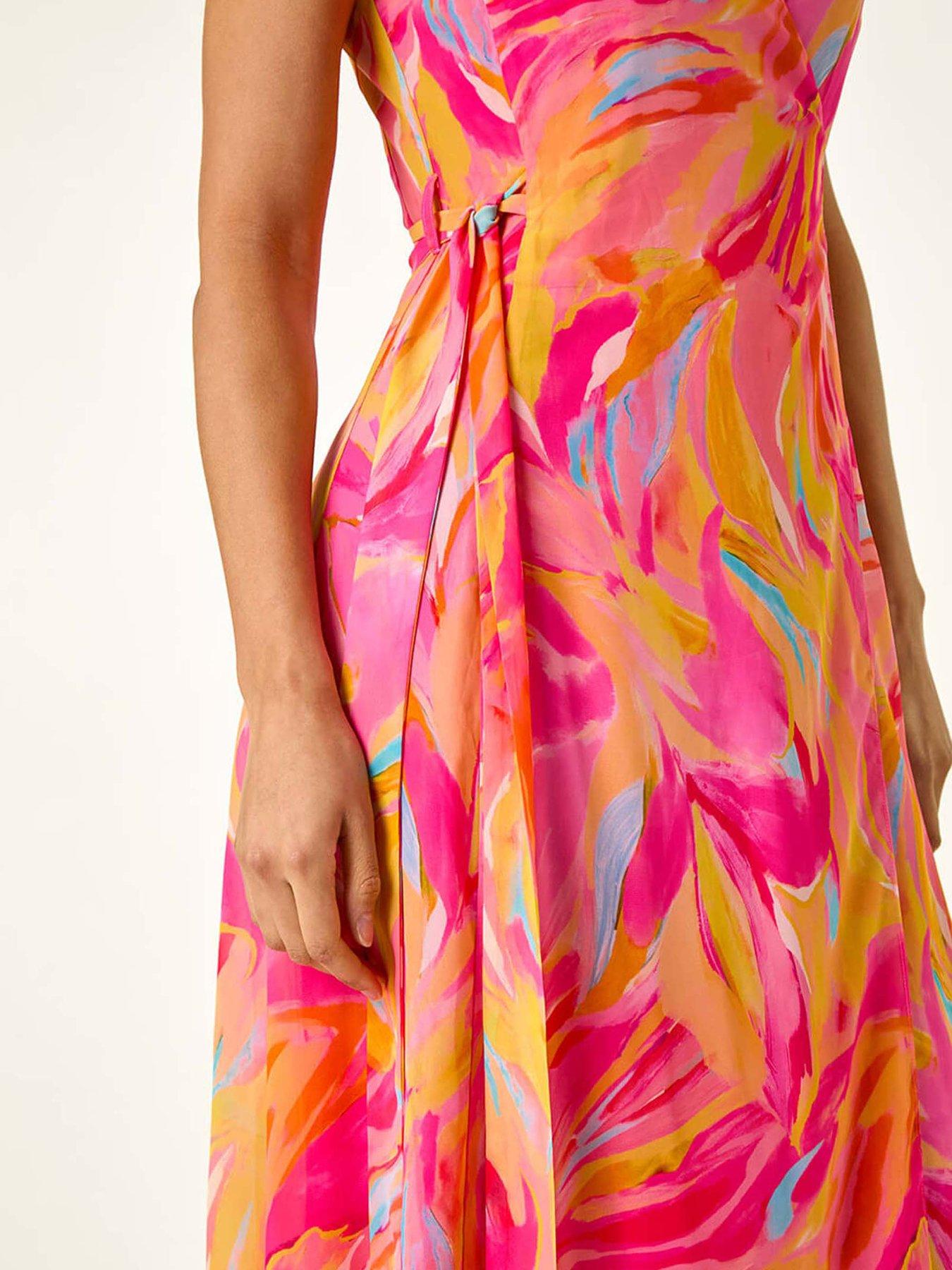 roman-floral-midi-wrap-dress-pinkdetail