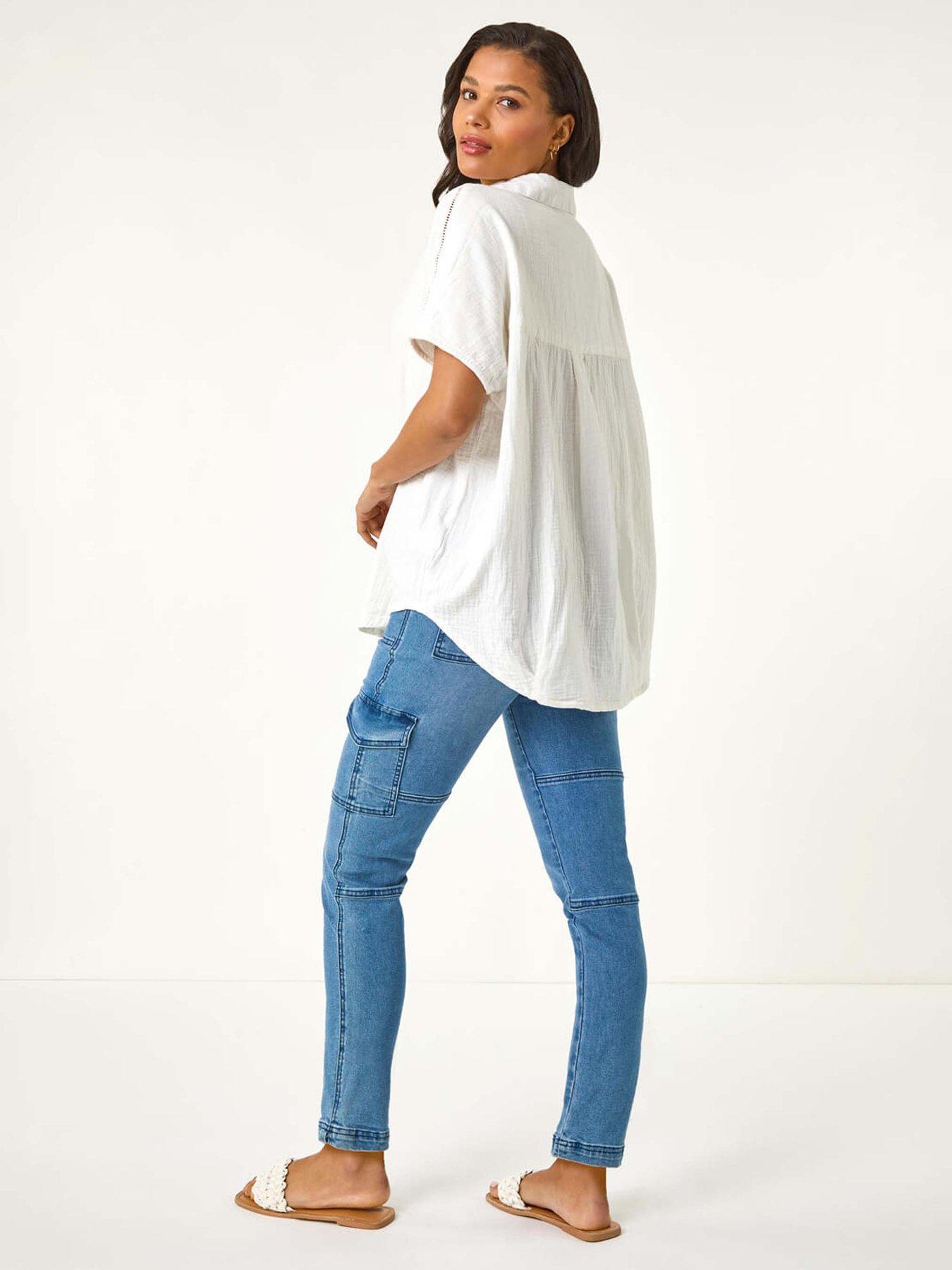 Image 2 of 5 of Roman Collared V-neck Pleated Top - White