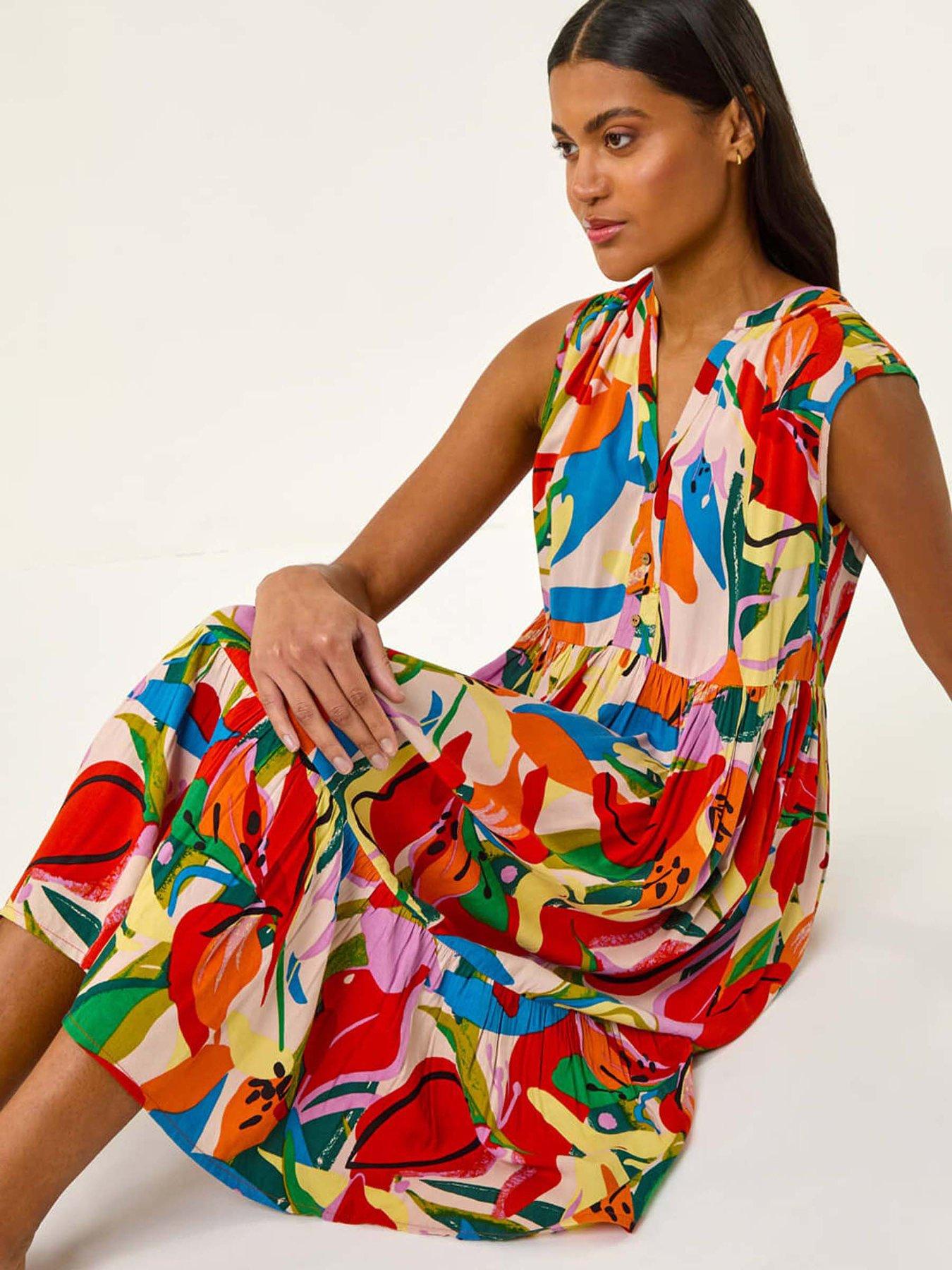 roman-abstract-print-tiered-midi-dress-multi
