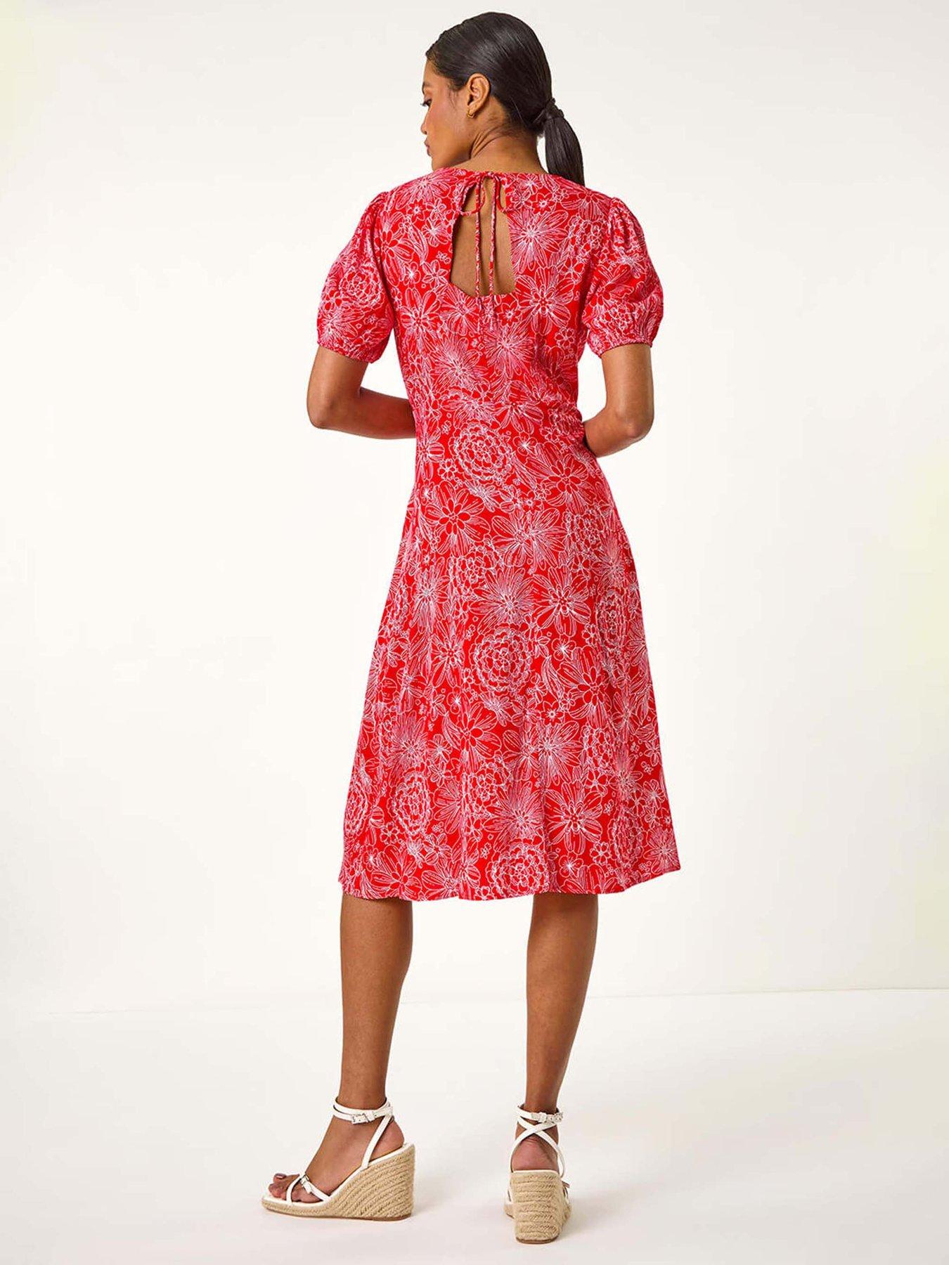 roman-floral-midi-tea-dress-redstillFront