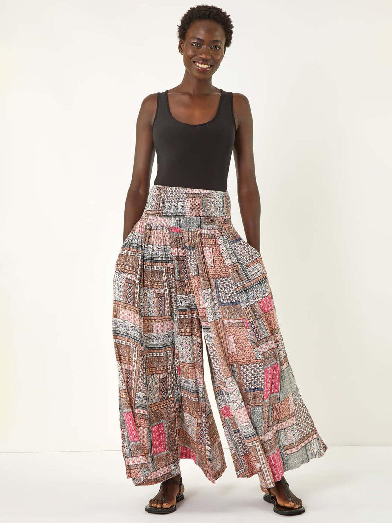 Roman Patchwork Wide Leg Palazzo Trouser - Pink