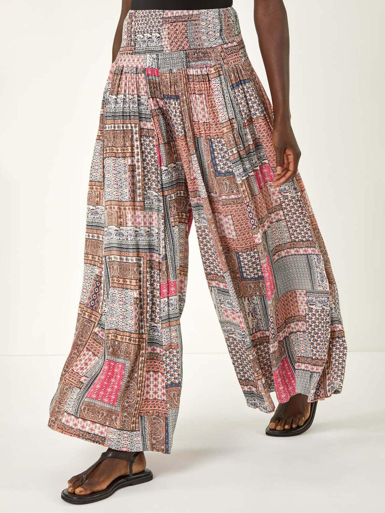Image 4 of 5 of Roman Patchwork Wide Leg Palazzo Trouser - Pink