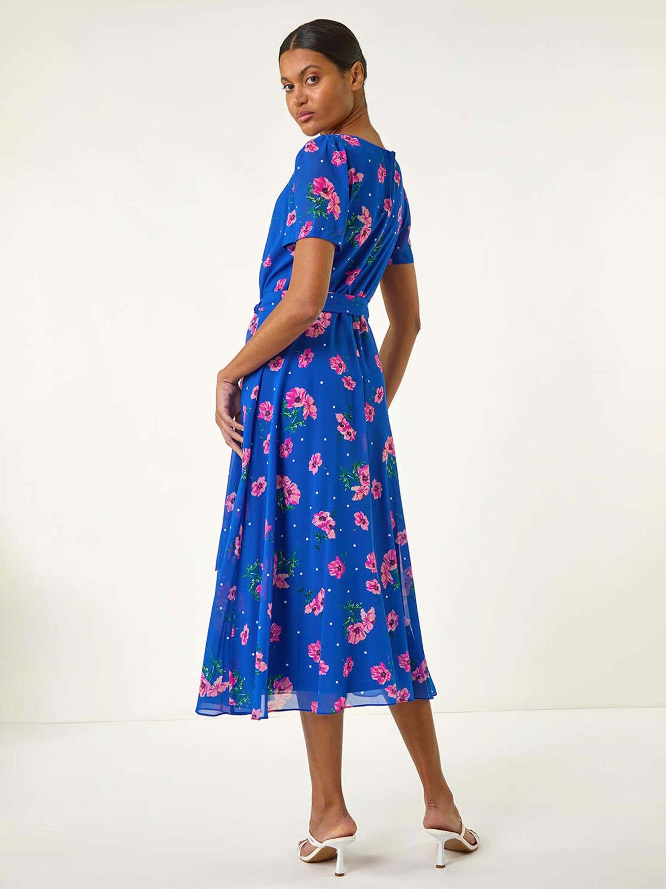 roman-floral-pleated-chiffon-dress-bluestillFront