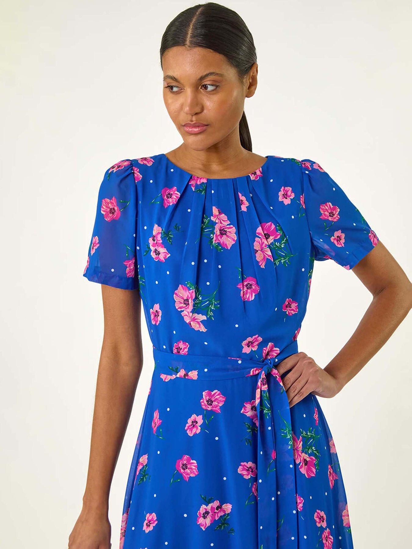 roman-floral-pleated-chiffon-dress-blueoutfit