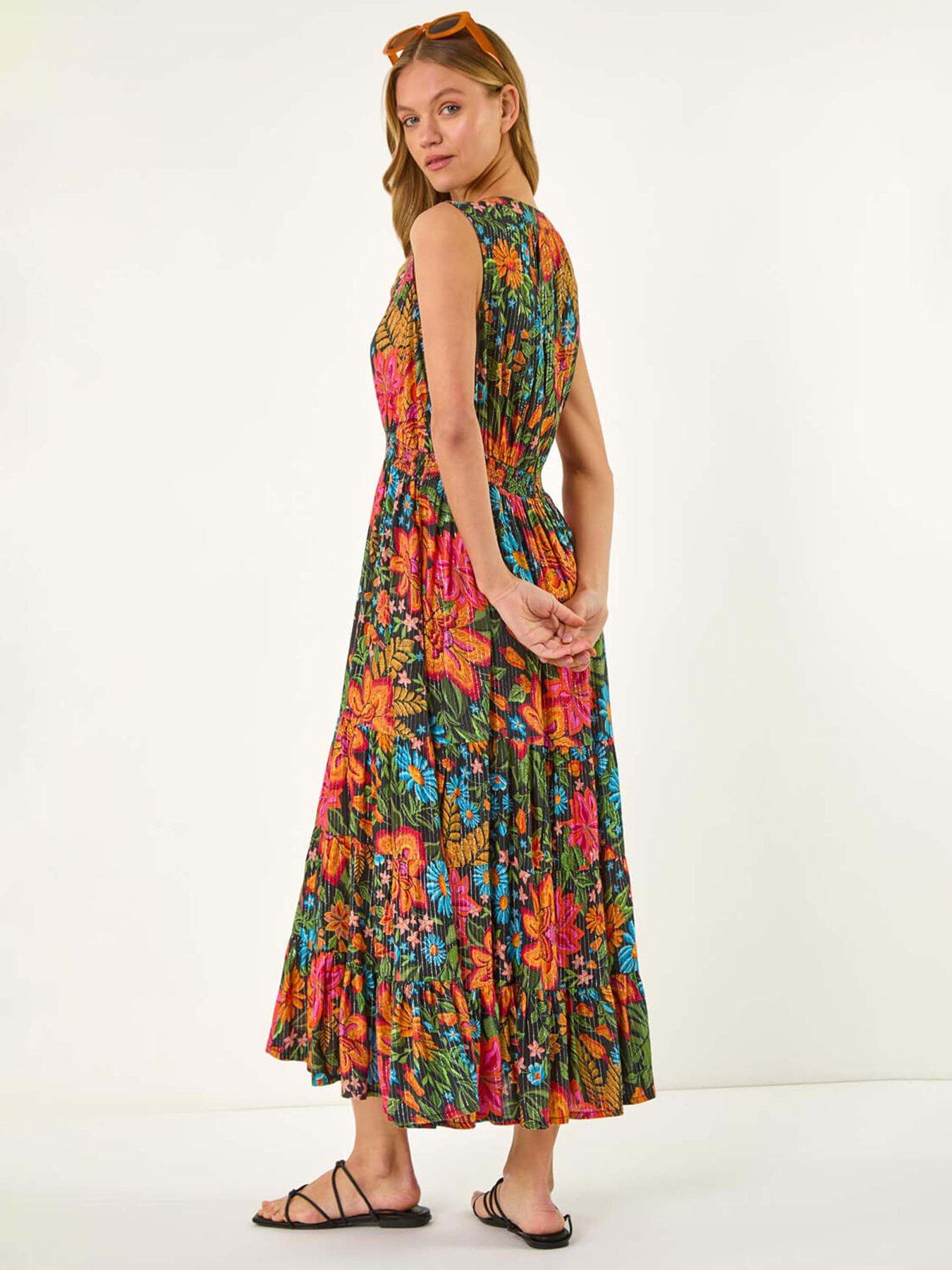 roman-floral-shirred-maxi-dress-redstillFront