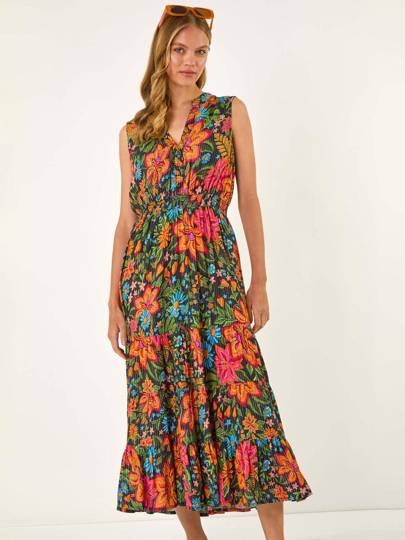 roman-floral-shirred-maxi-dress-redoutfit