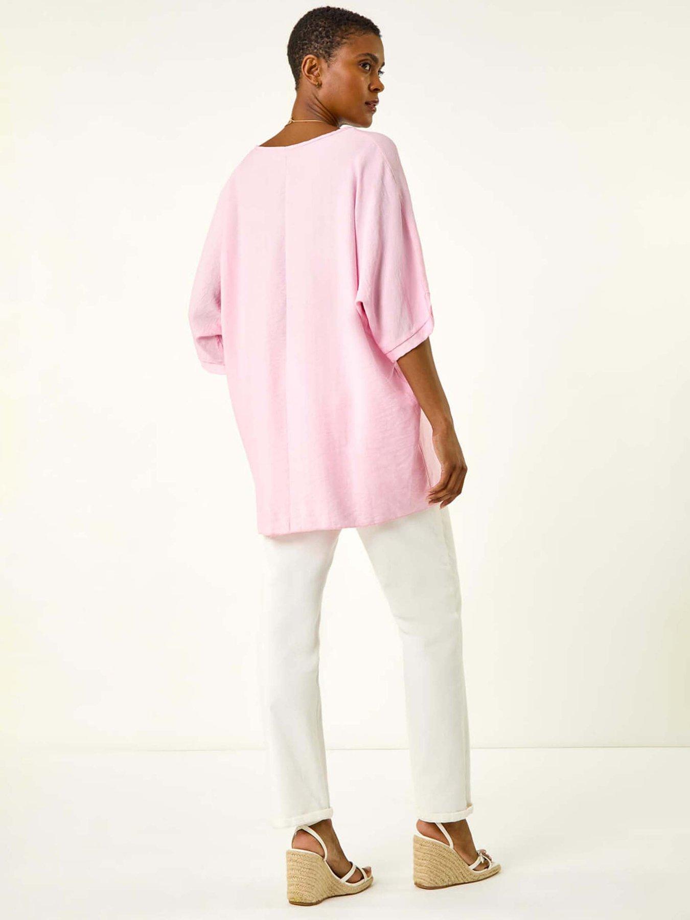 Image 2 of 5 of Roman Tunic Top With Necklace - Pink