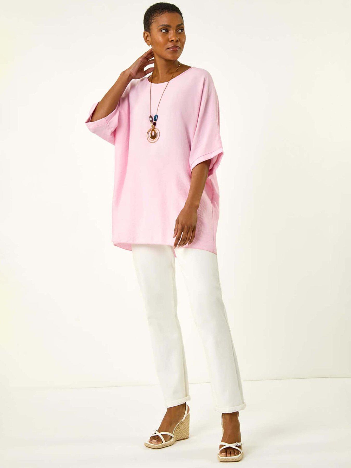 Image 3 of 5 of Roman Tunic Top With Necklace - Pink