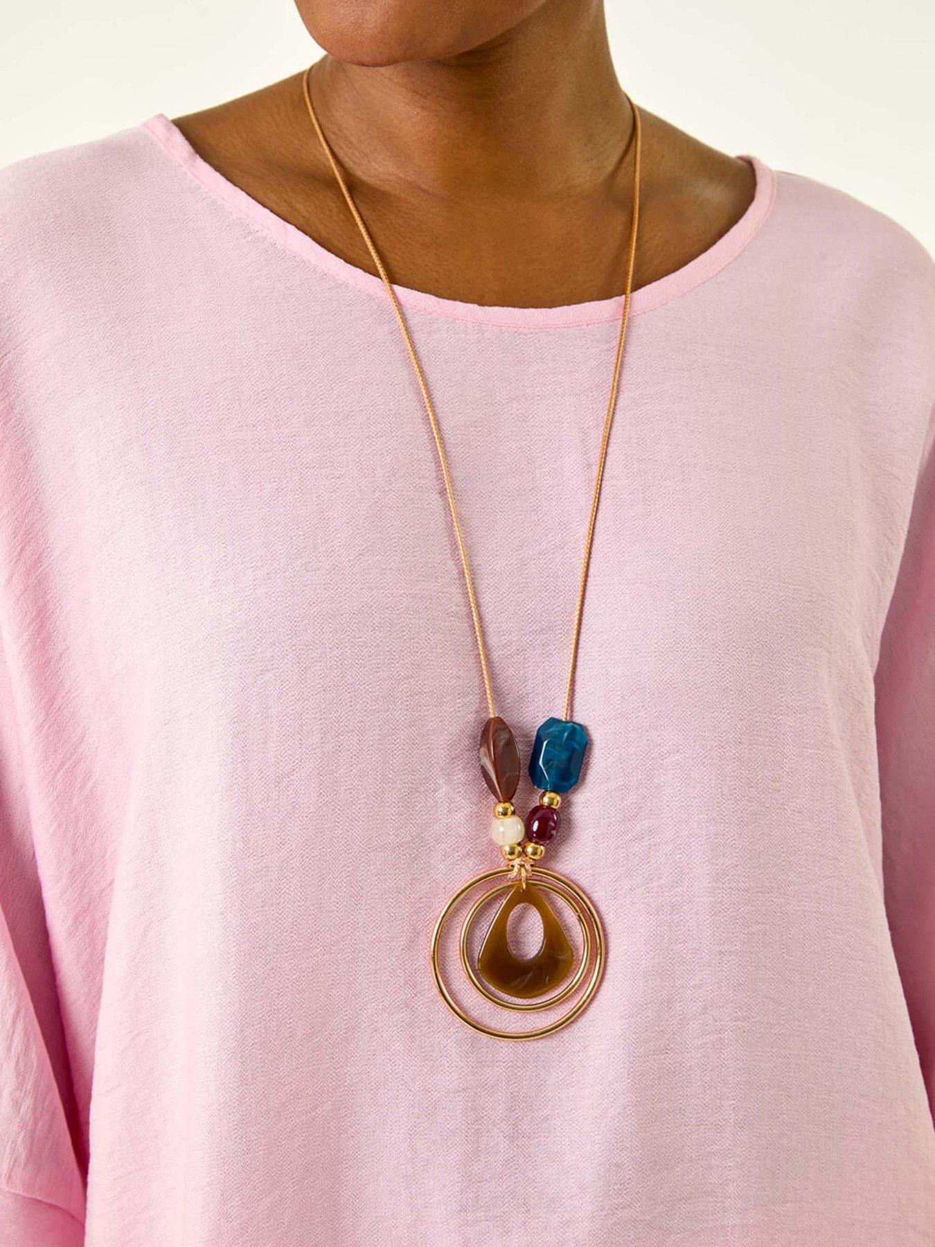 Image 5 of 5 of Roman Tunic Top With Necklace - Pink