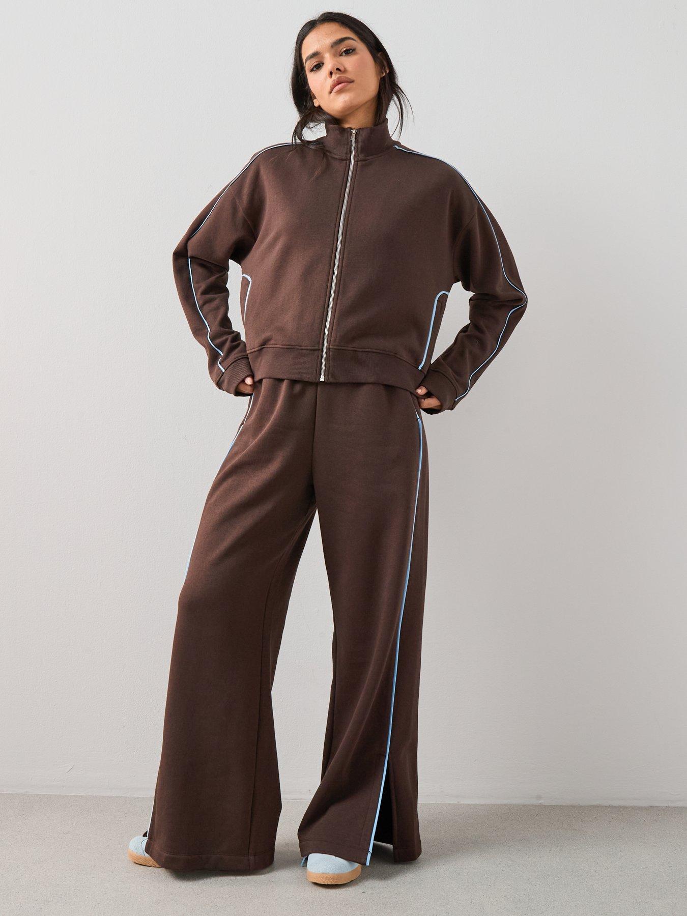 the-very-collection-zip-through-contrast-jacket-co-ord-brownoutfit
