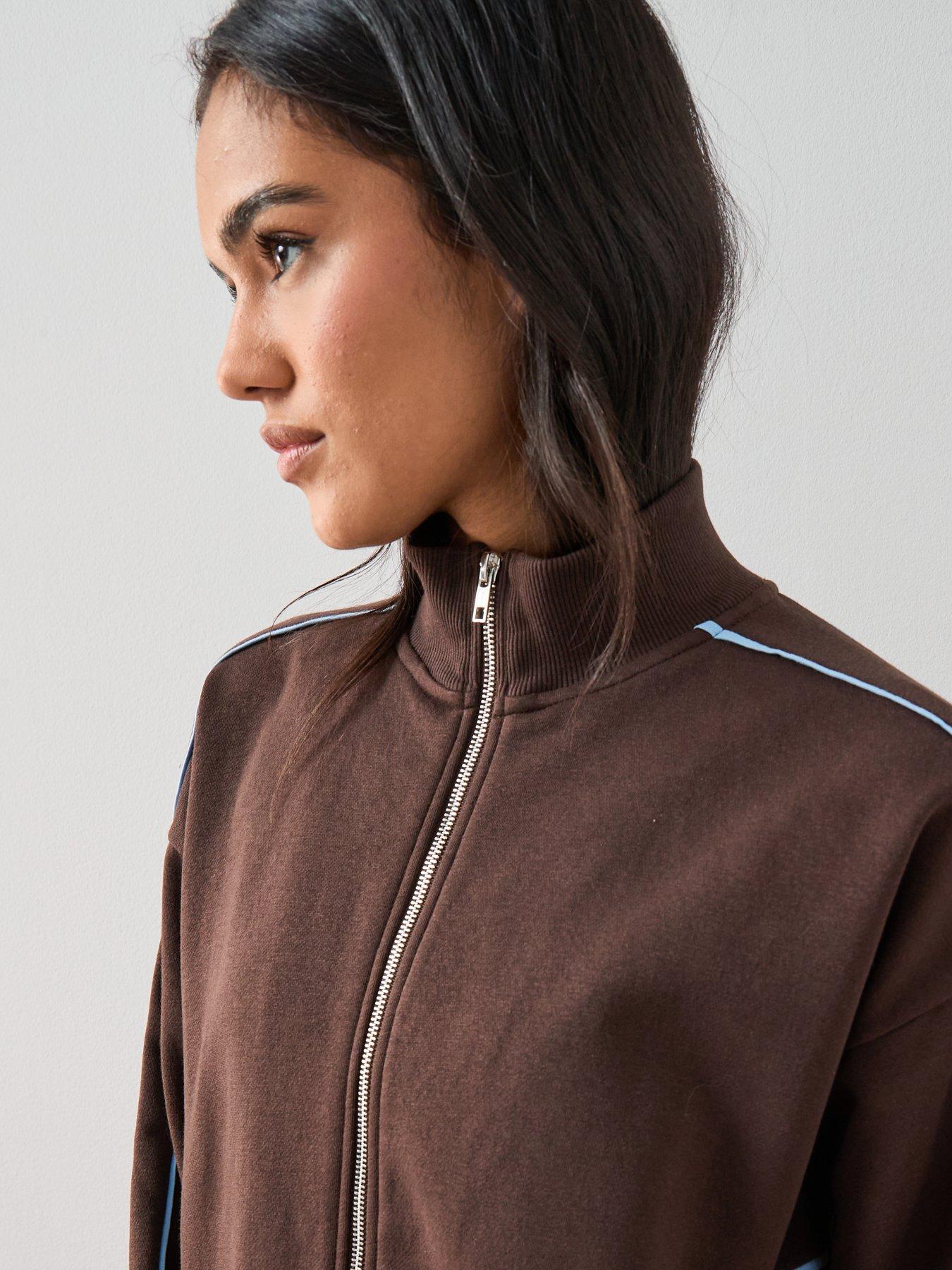 the-very-collection-zip-through-contrast-jacket-co-ord-browndetail