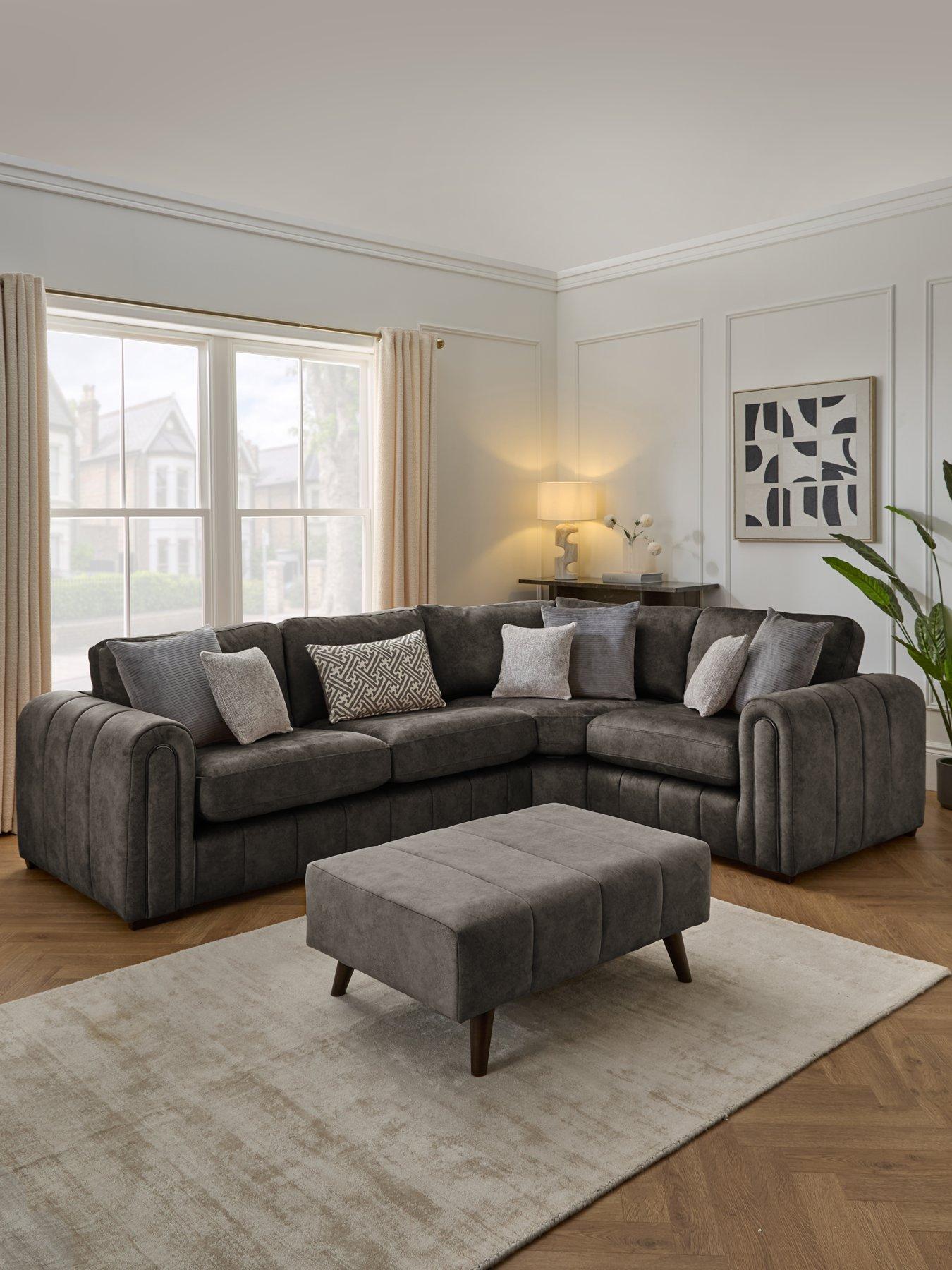 Very Home Amara Right Hand Double Arm Corner Group with Footstool - Made to Order in the UK