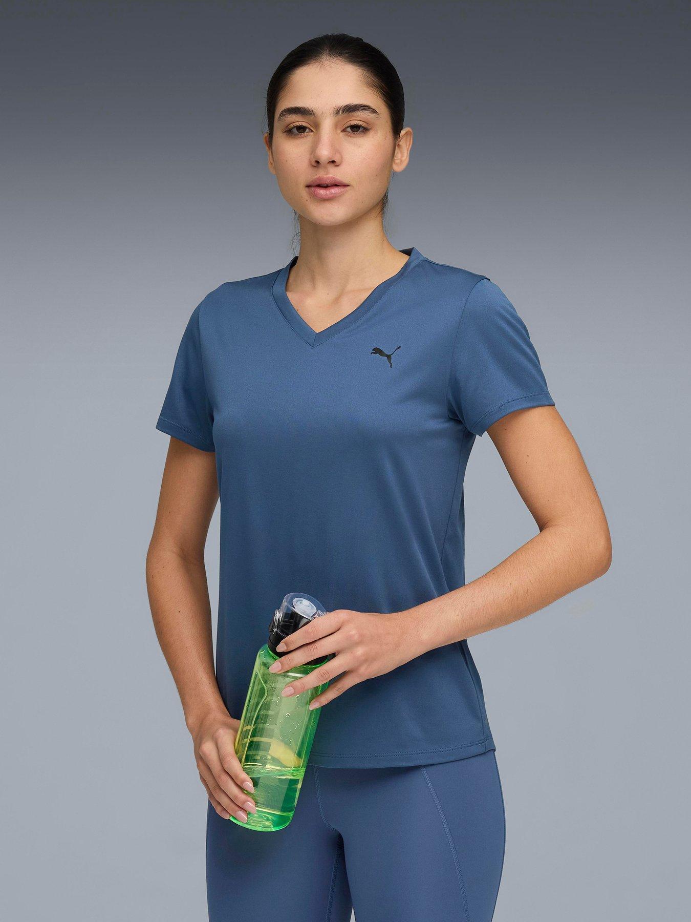 Puma Womens Training Essential Vneck Tee - Blue