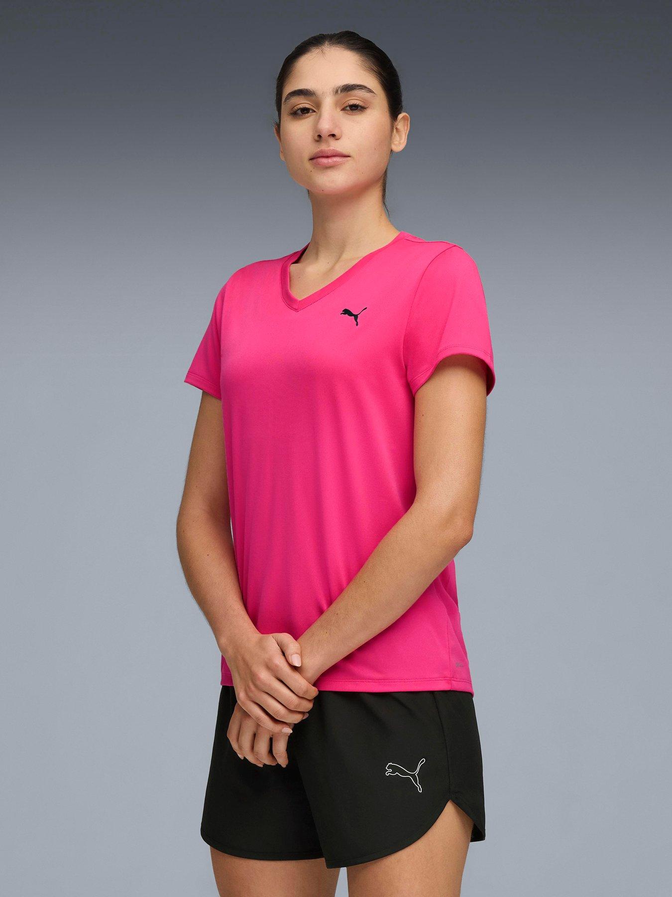 Puma Womens Training Essential Vneck Tee - Pink