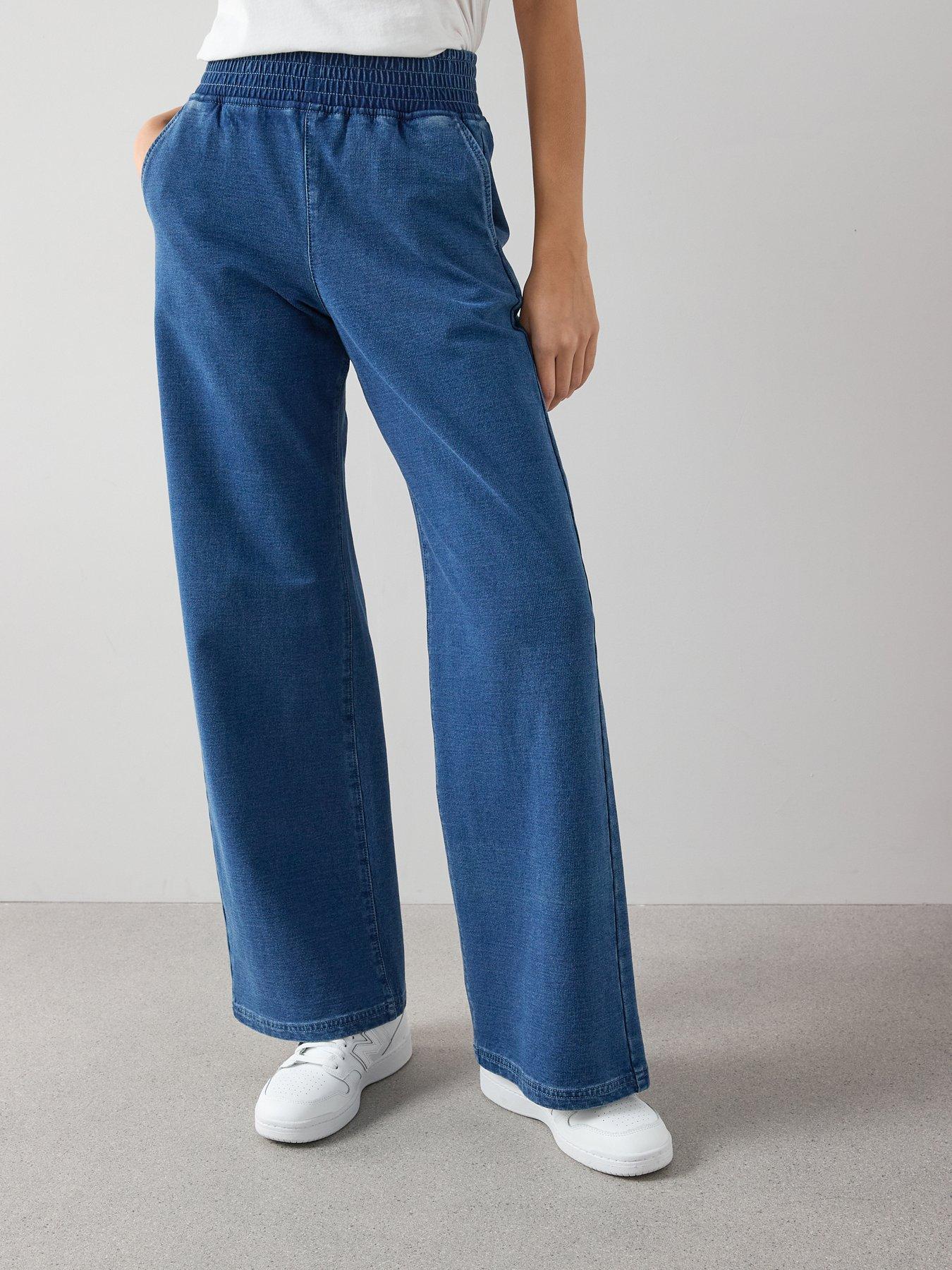 the-very-collection-denim-elasticated-wide-leg-jeans-mid-wash