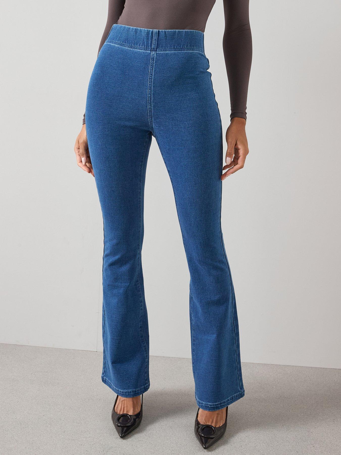 The Very Collection Knitted Denim Cosy Flare Jeans - Mid Wash