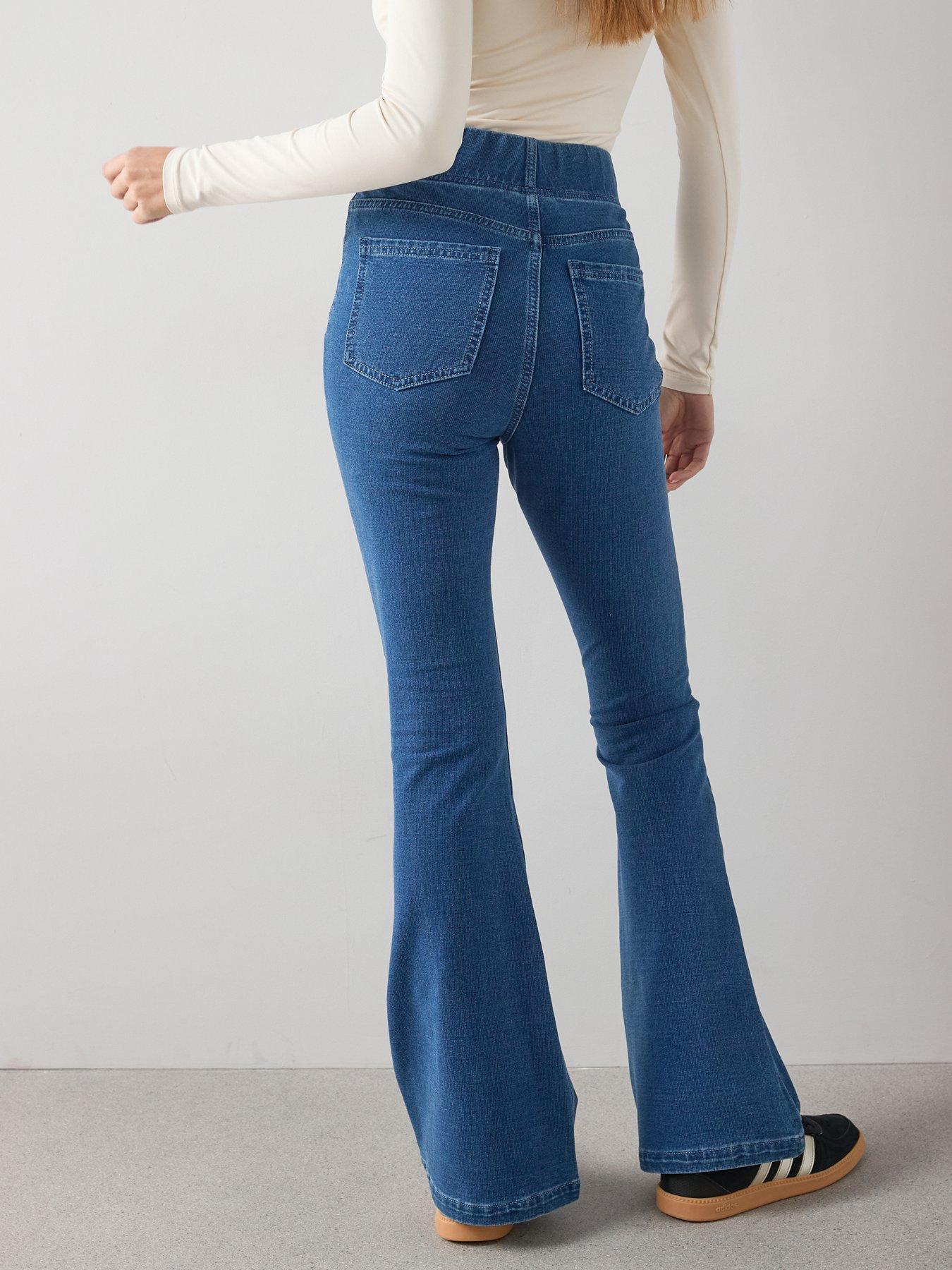 Image 2 of 6 of The Very Collection Denim Elasticated Flare Leg Jeans - Mid Wash