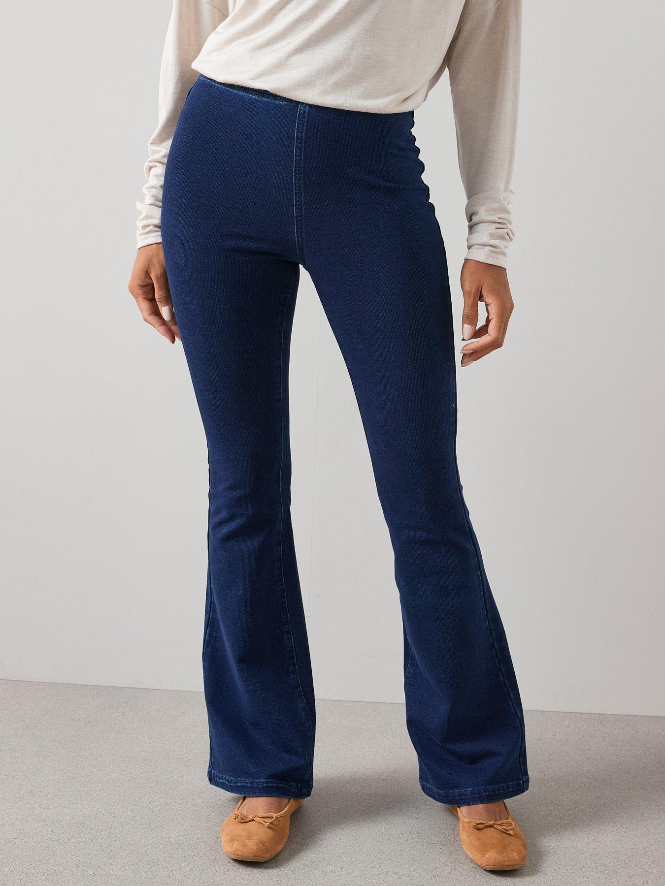 The Very Collection Knitted Denim Cosy Flare Jeans - Dark Wash
