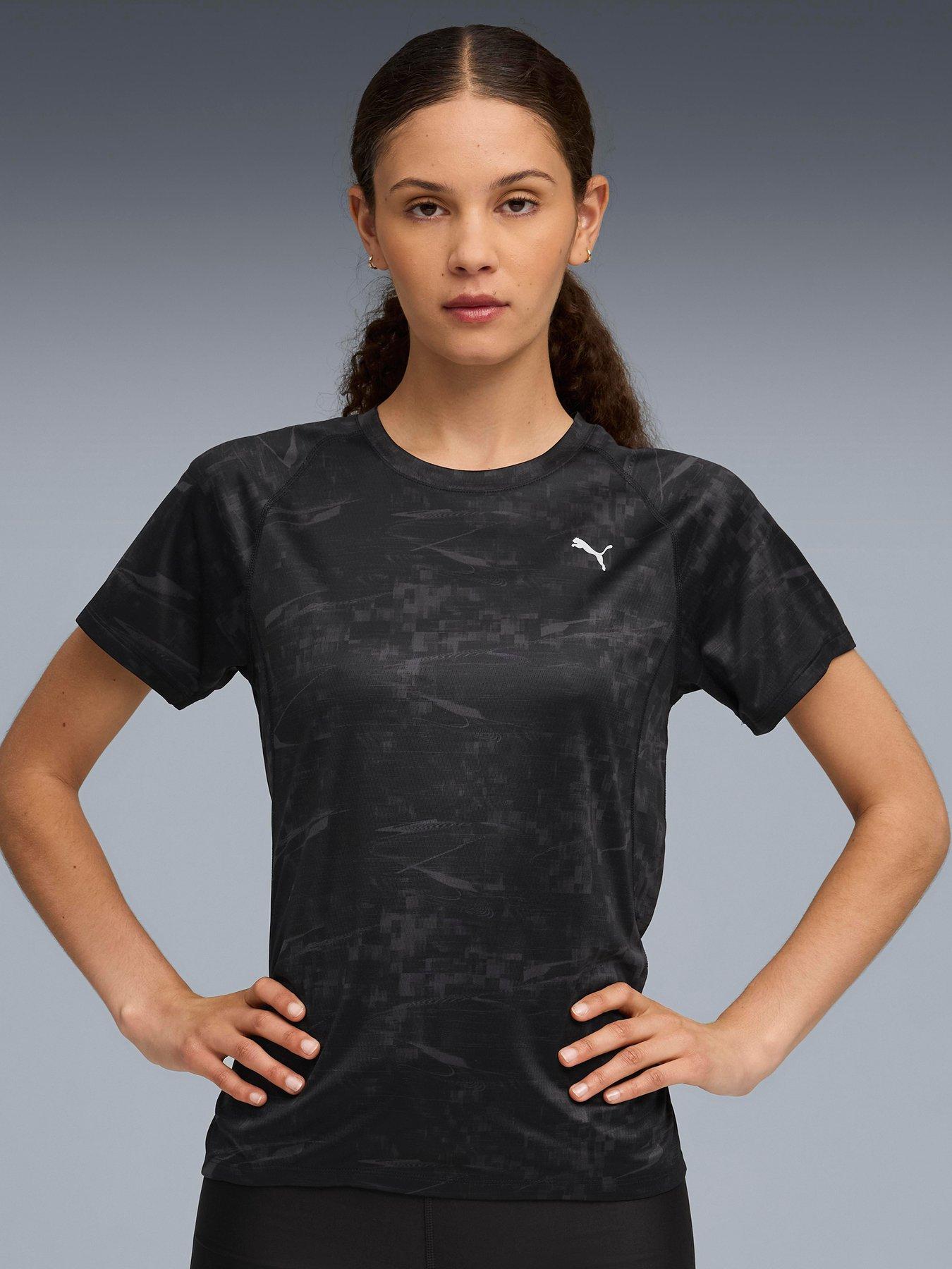 Puma Womens Running Velocity Printed T-Shirt - Black