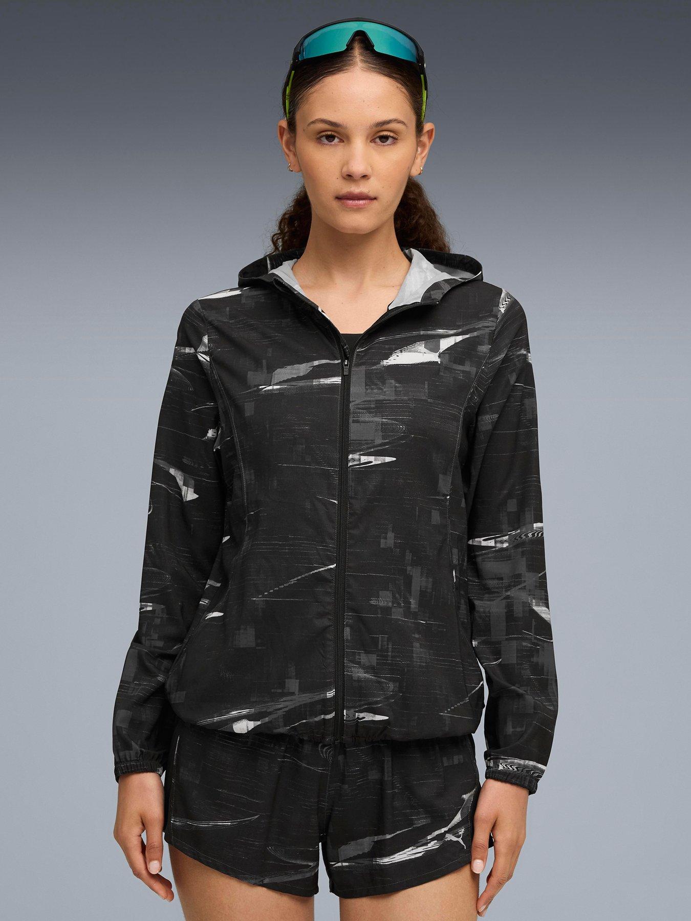 Puma Womens Running Velocity Printed Woven Jacket - Black