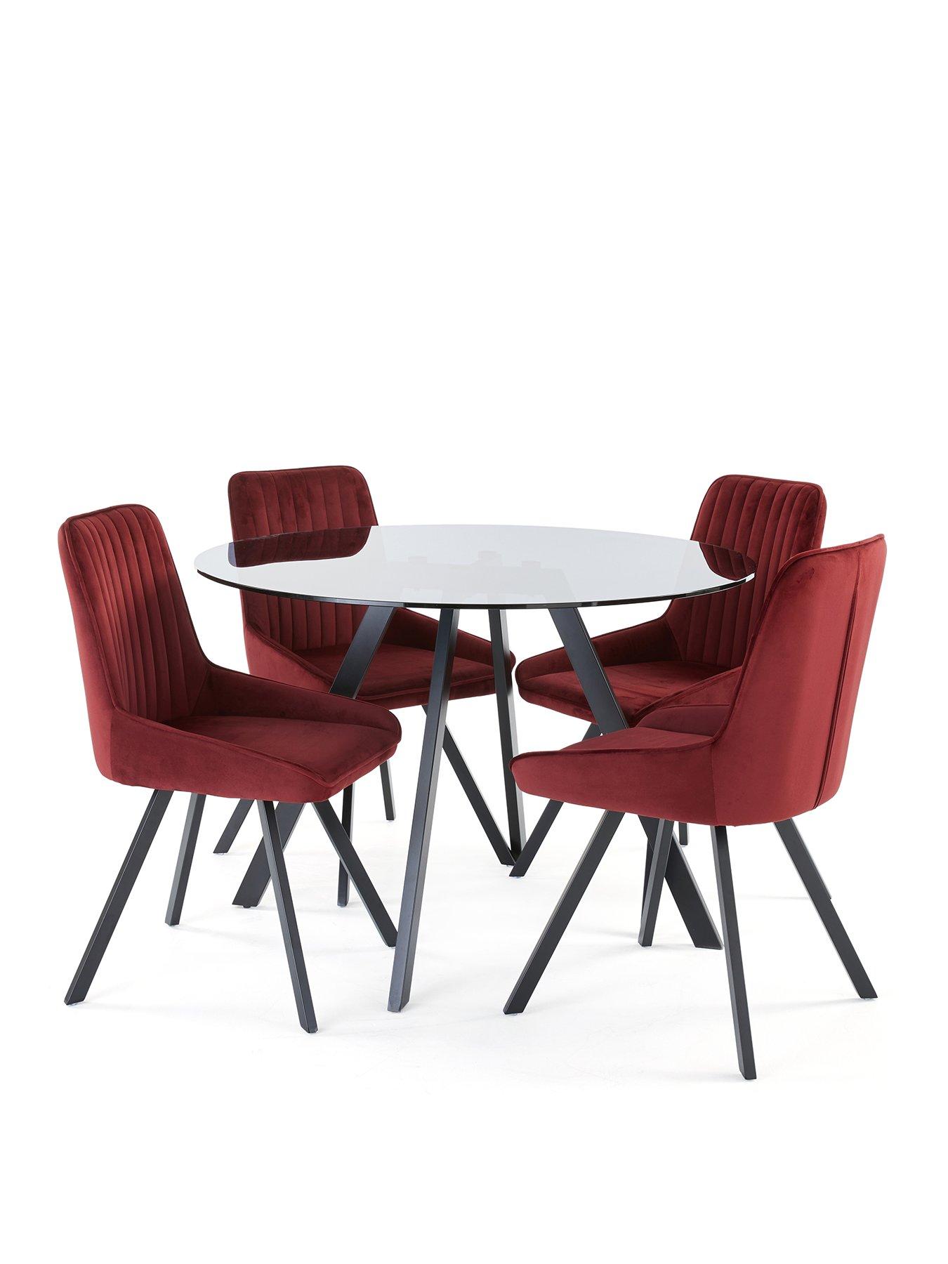 Image 2 of 6 of The Very Collection Marlow 110cm Round Dining Table & 4 Marlow Burgundy Chairs