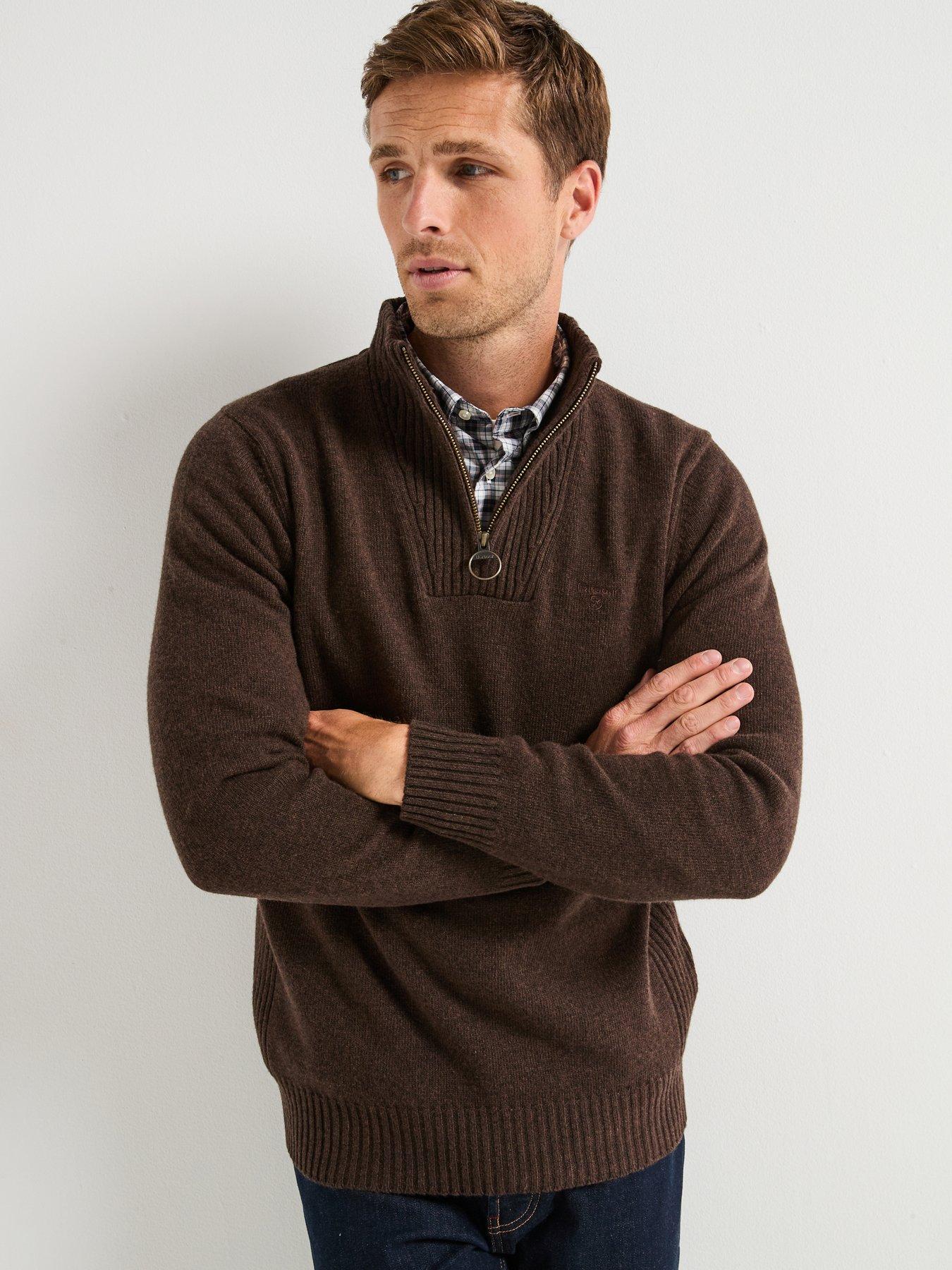 barbour-essential-lambswool-14-zip-knitted-jumper-brown