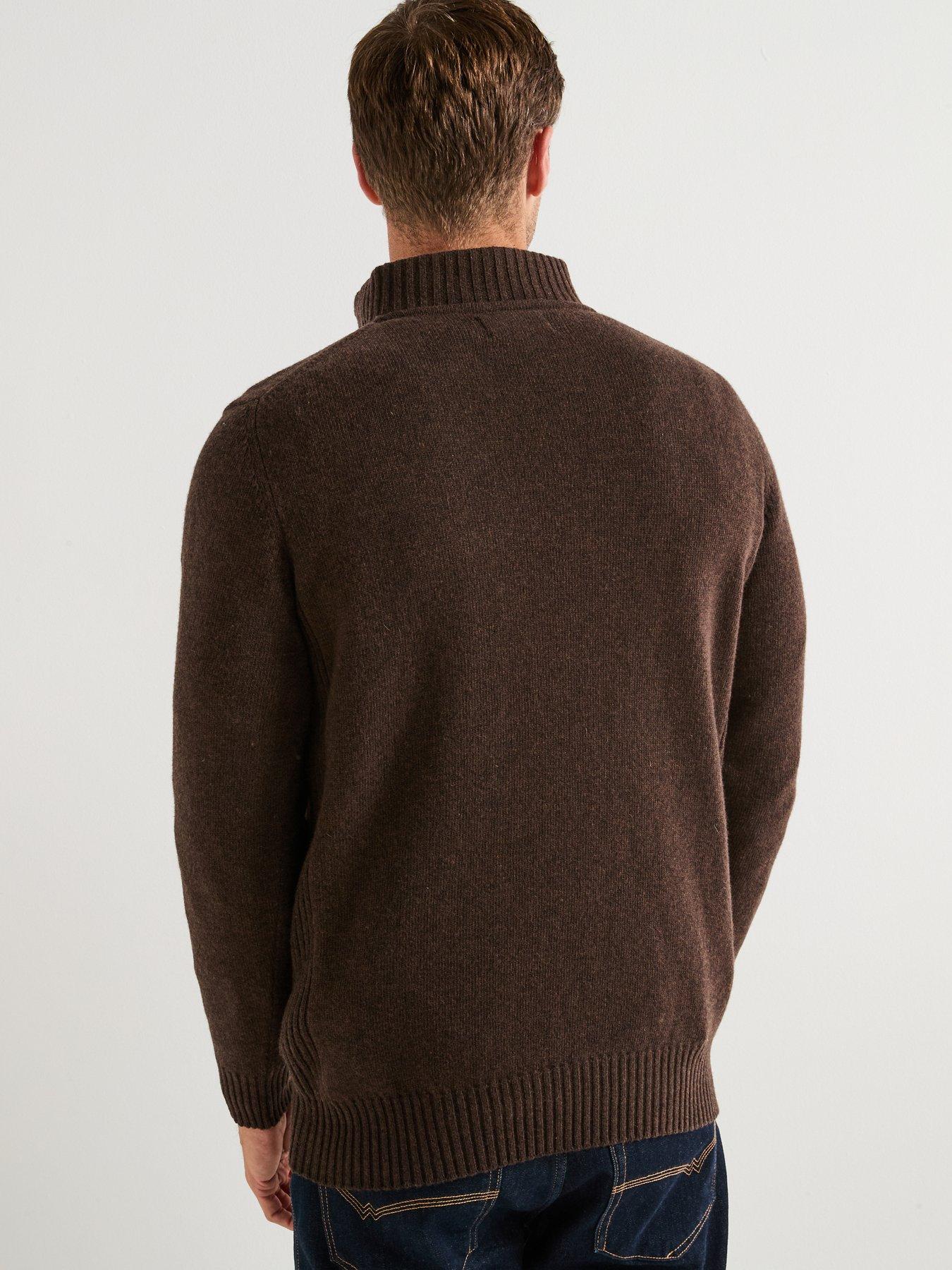 barbour-essential-lambswool-14-zip-knitted-jumper-brownstillFront
