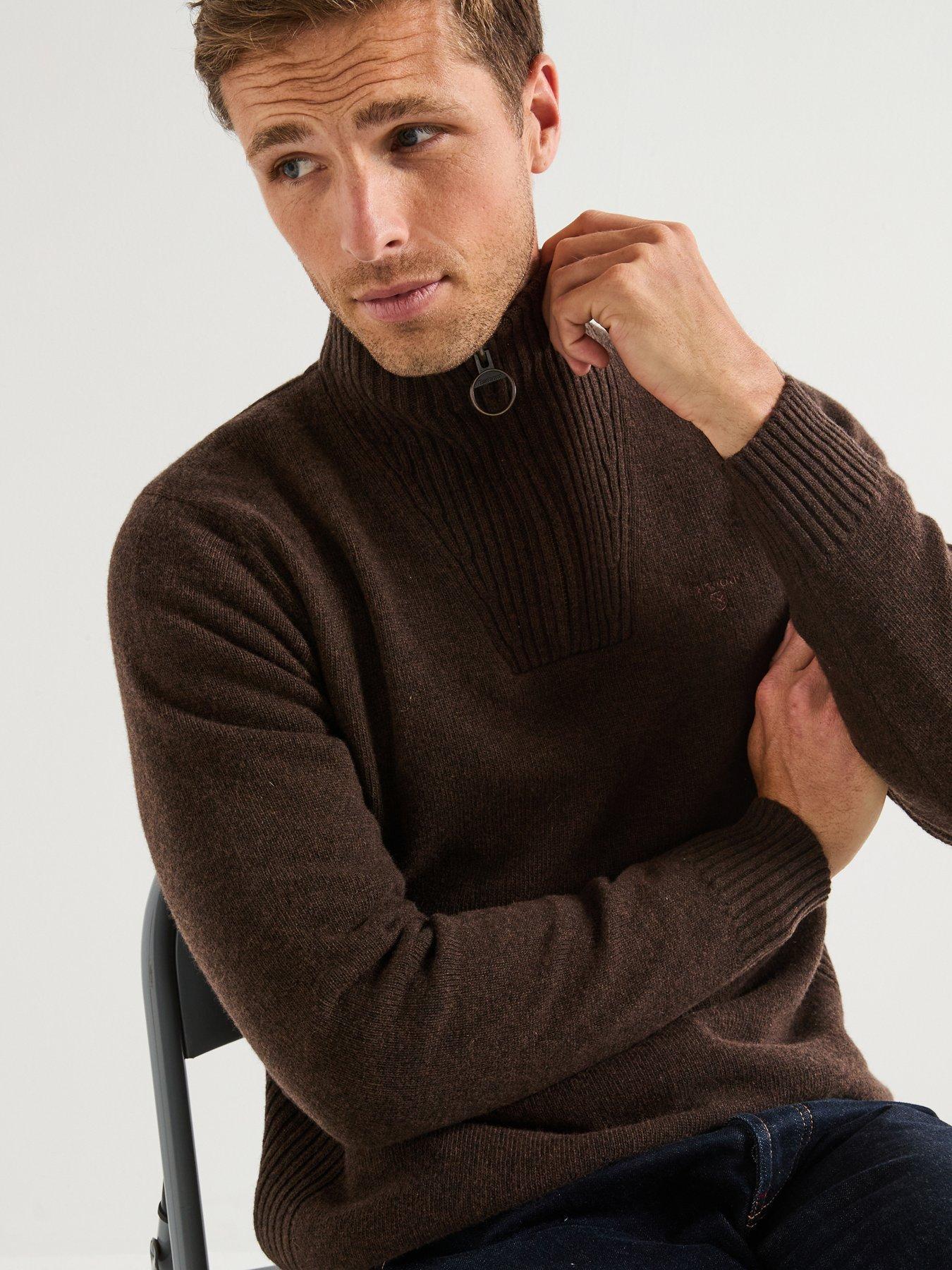 barbour-essential-lambswool-14-zip-knitted-jumper-brownoutfit