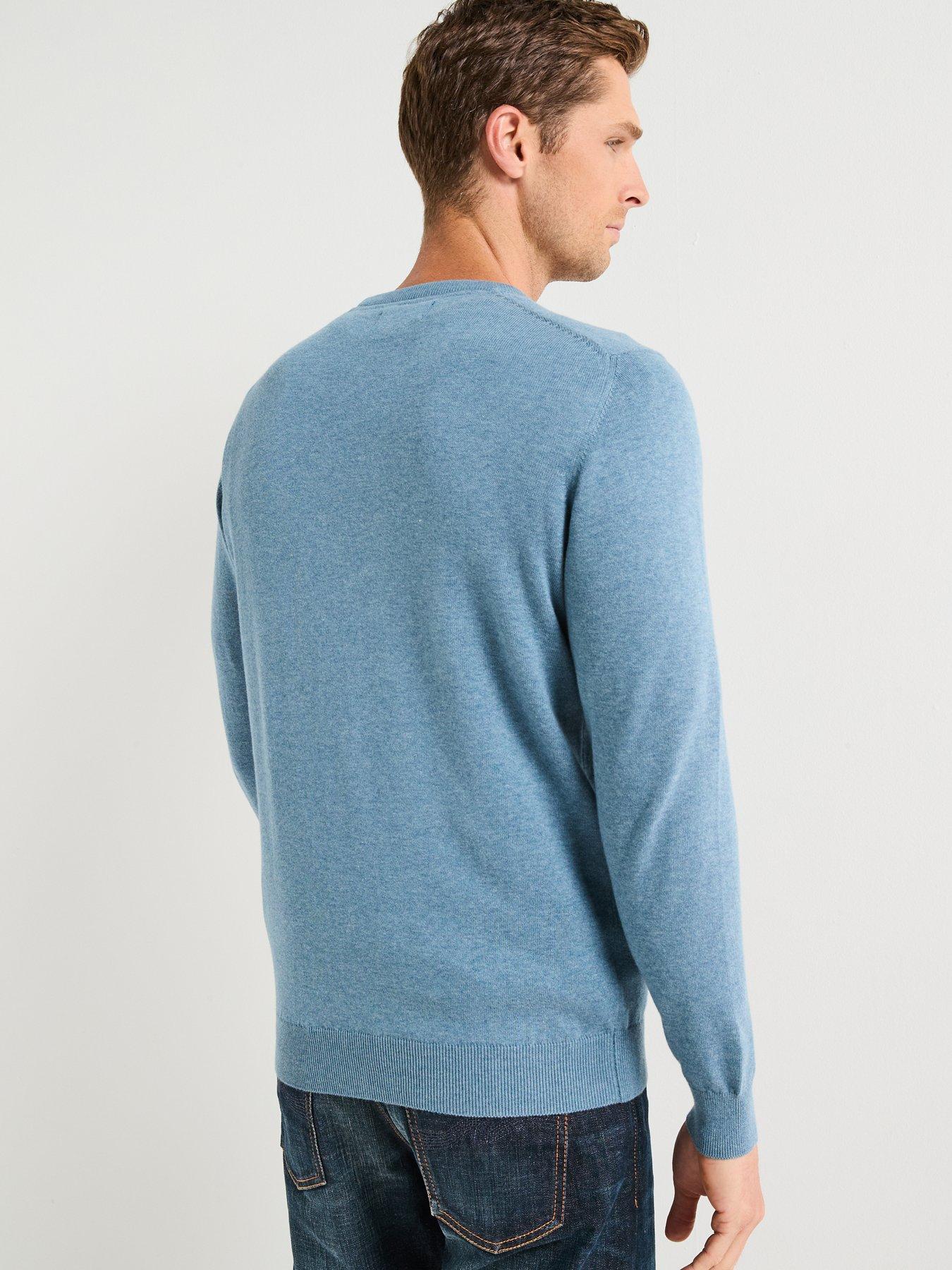 Image 2 of 5 of Barbour Pima Cotton Crew Knitted Jumper - Light Blue