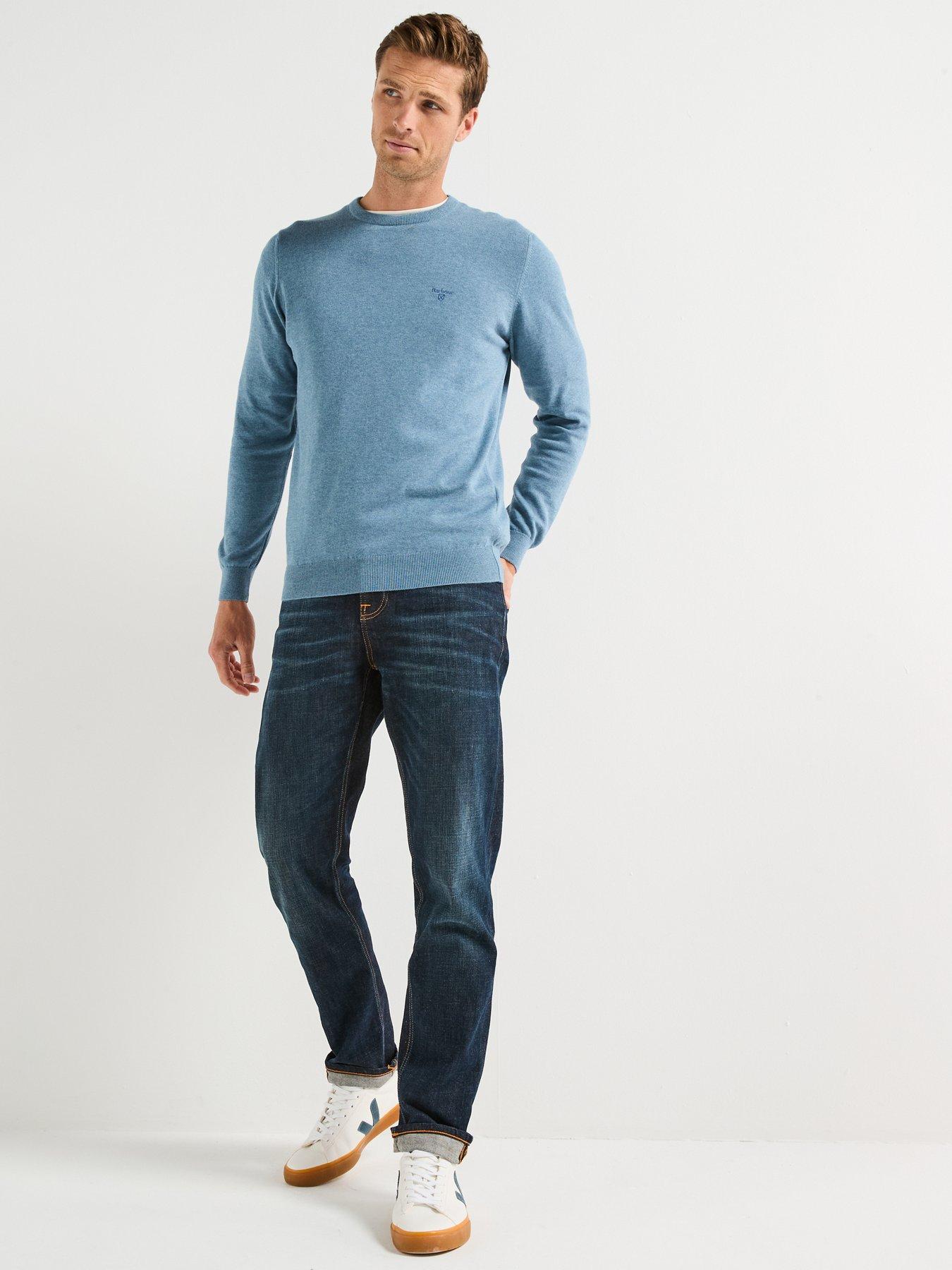 Image 3 of 5 of Barbour Pima Cotton Crew Knitted Jumper - Light Blue