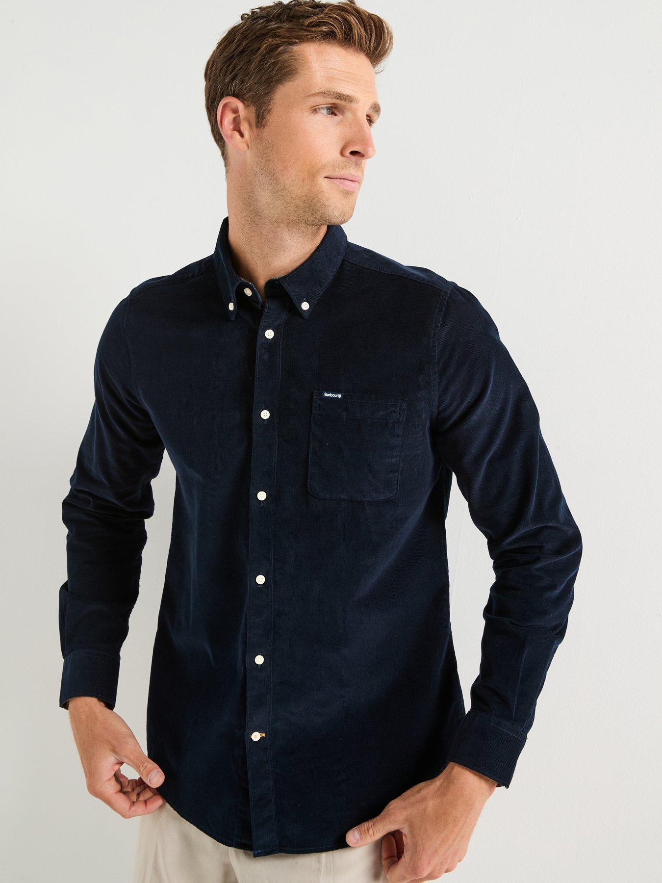 Barbour Ramsey Long Sleeve Tailored Fit Corduroy Shirt - Navy