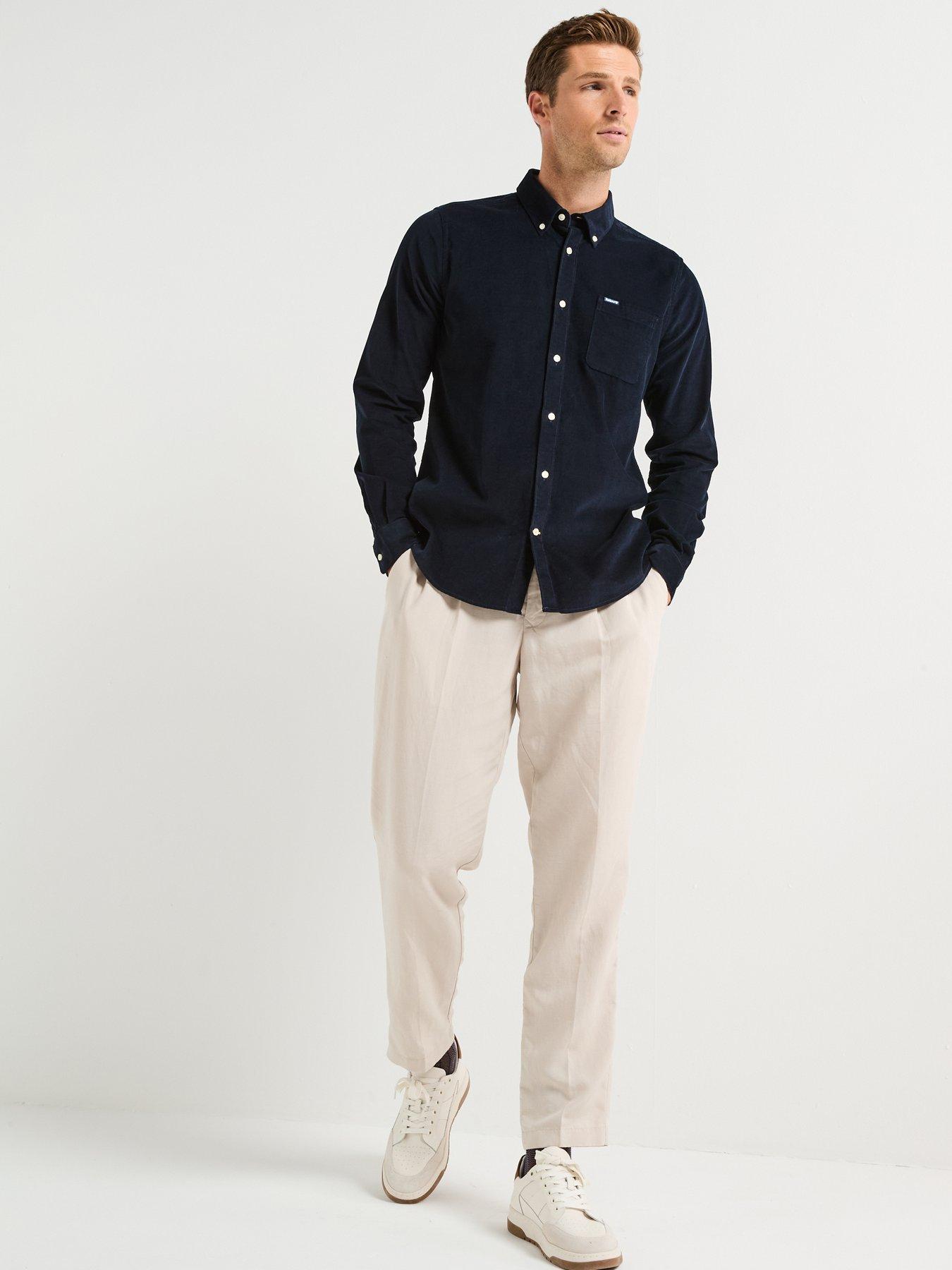 Image 3 of 5 of Barbour Ramsey Long Sleeve Tailored Fit Shirt - Navy