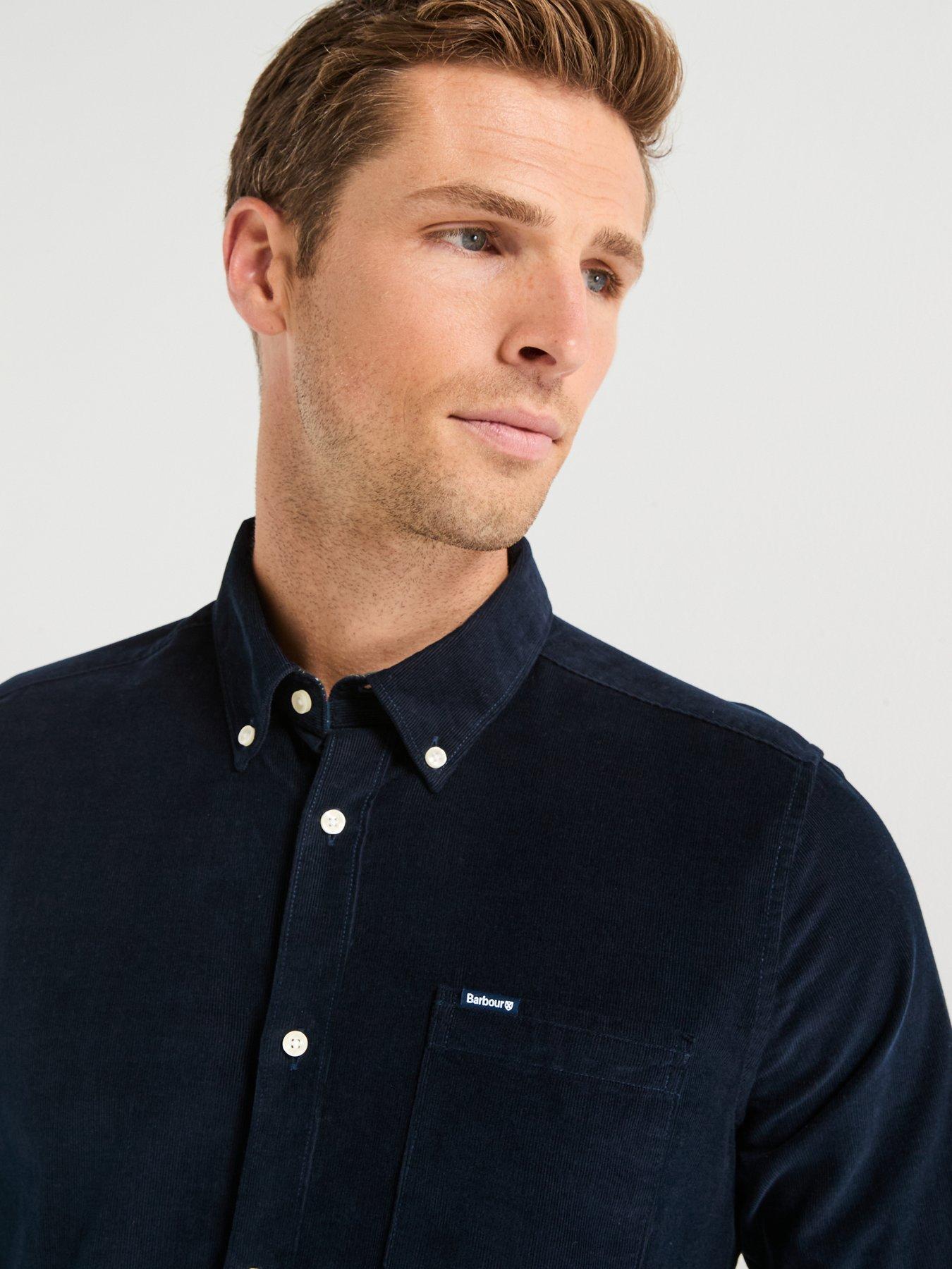 Image 4 of 5 of Barbour Ramsey Long Sleeve Tailored Fit Shirt - Navy