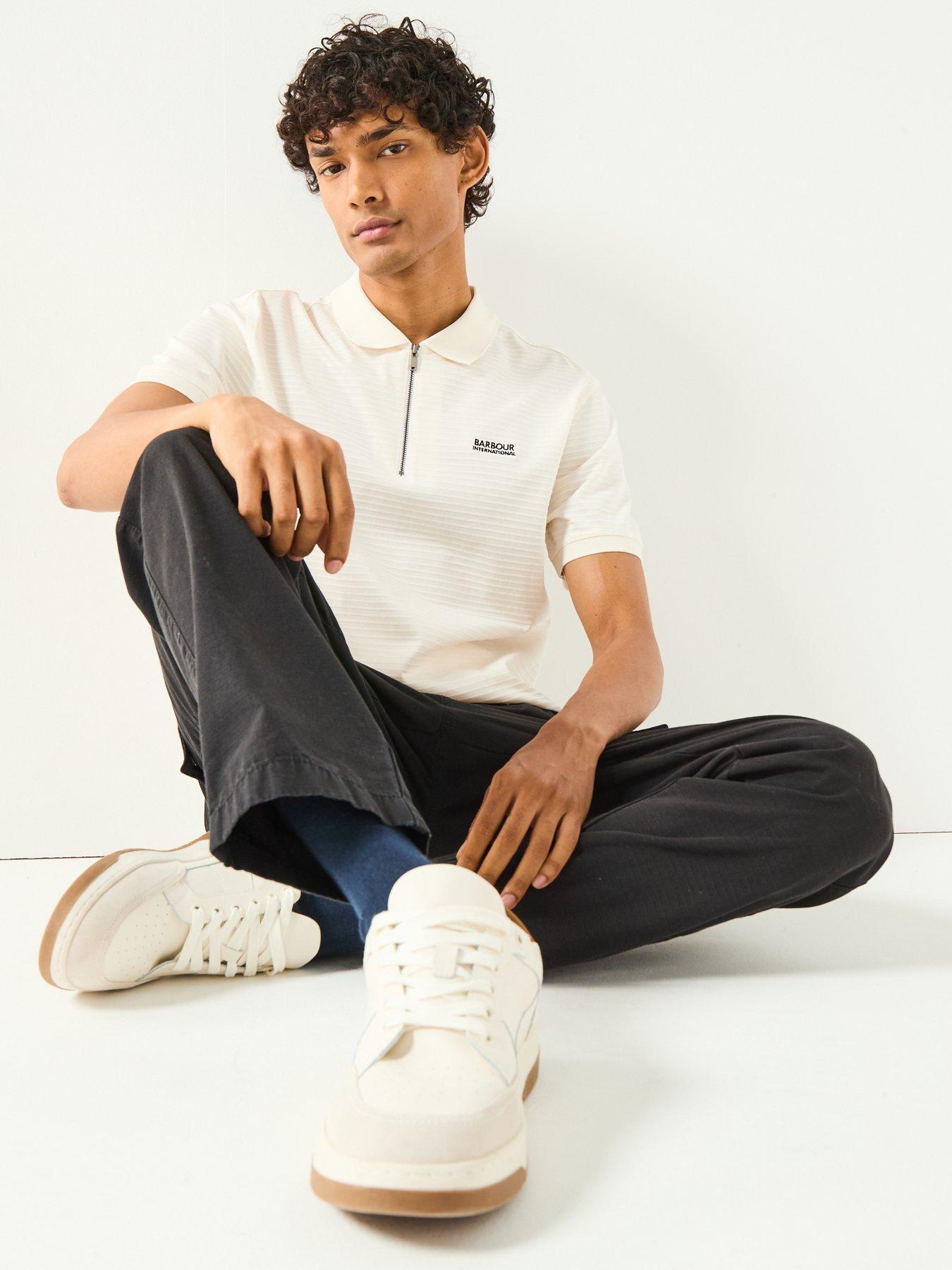 Image 4 of 6 of Barbour International Alfred Jacquard Stripe Polo Shirt- White